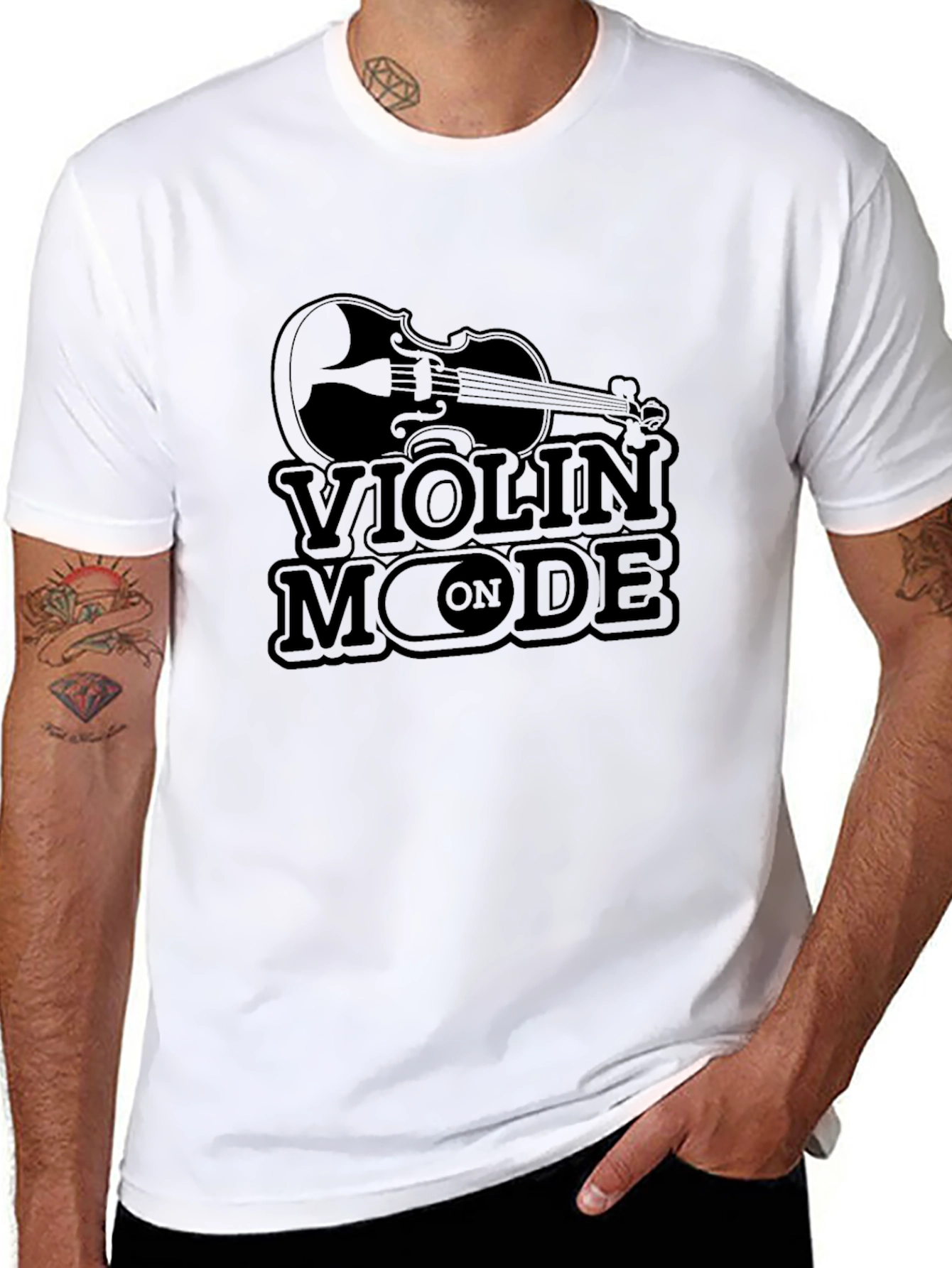 Violin Mode On Black T-Shirt