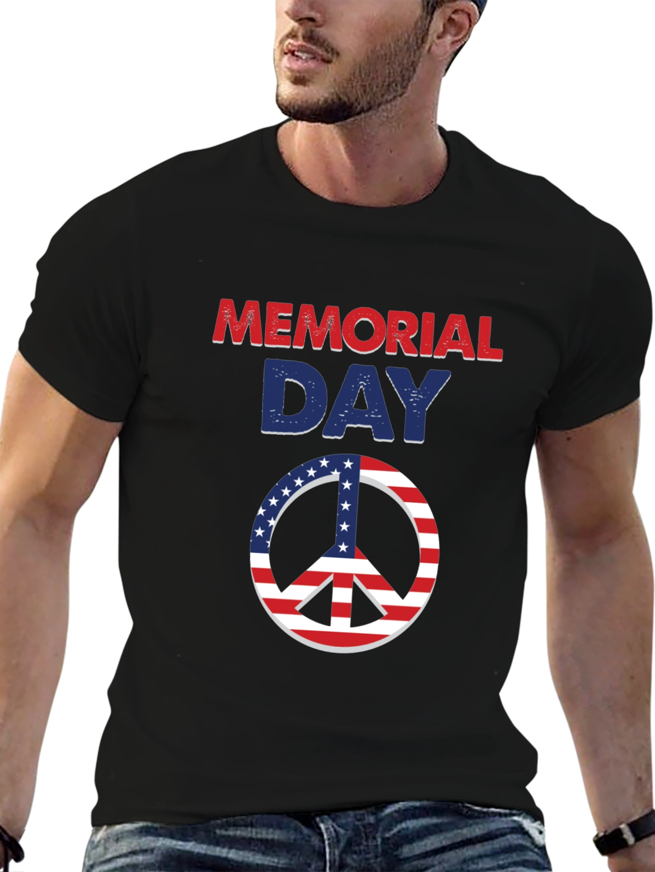Memorial Day Peace Sign T-Shirt Patriotic Design