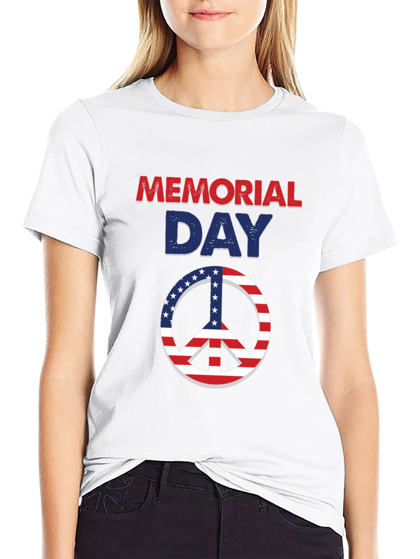 Memorial Day Peace Sign T-Shirt Patriotic Design