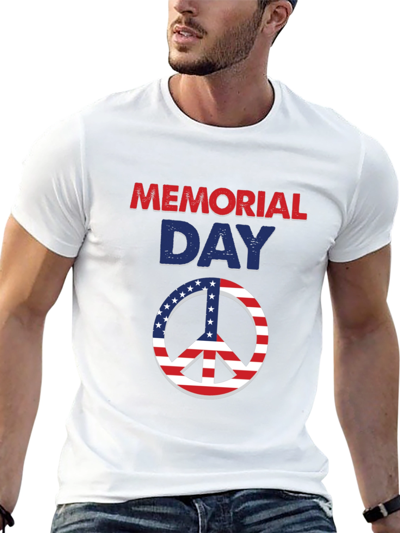 Memorial Day Peace Sign T-Shirt Patriotic Design