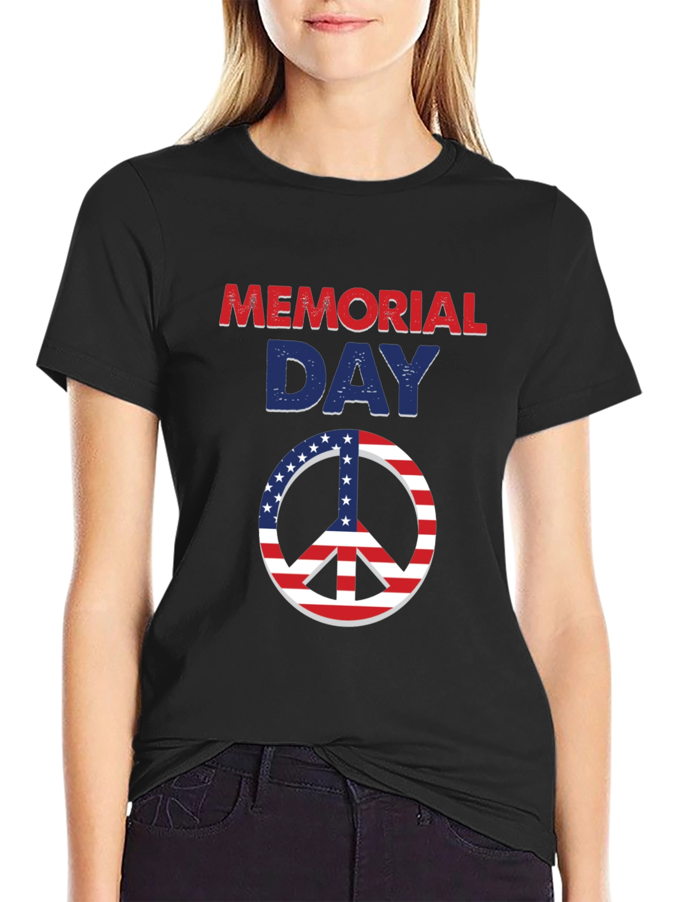 Memorial Day Peace Sign T-Shirt Patriotic Design