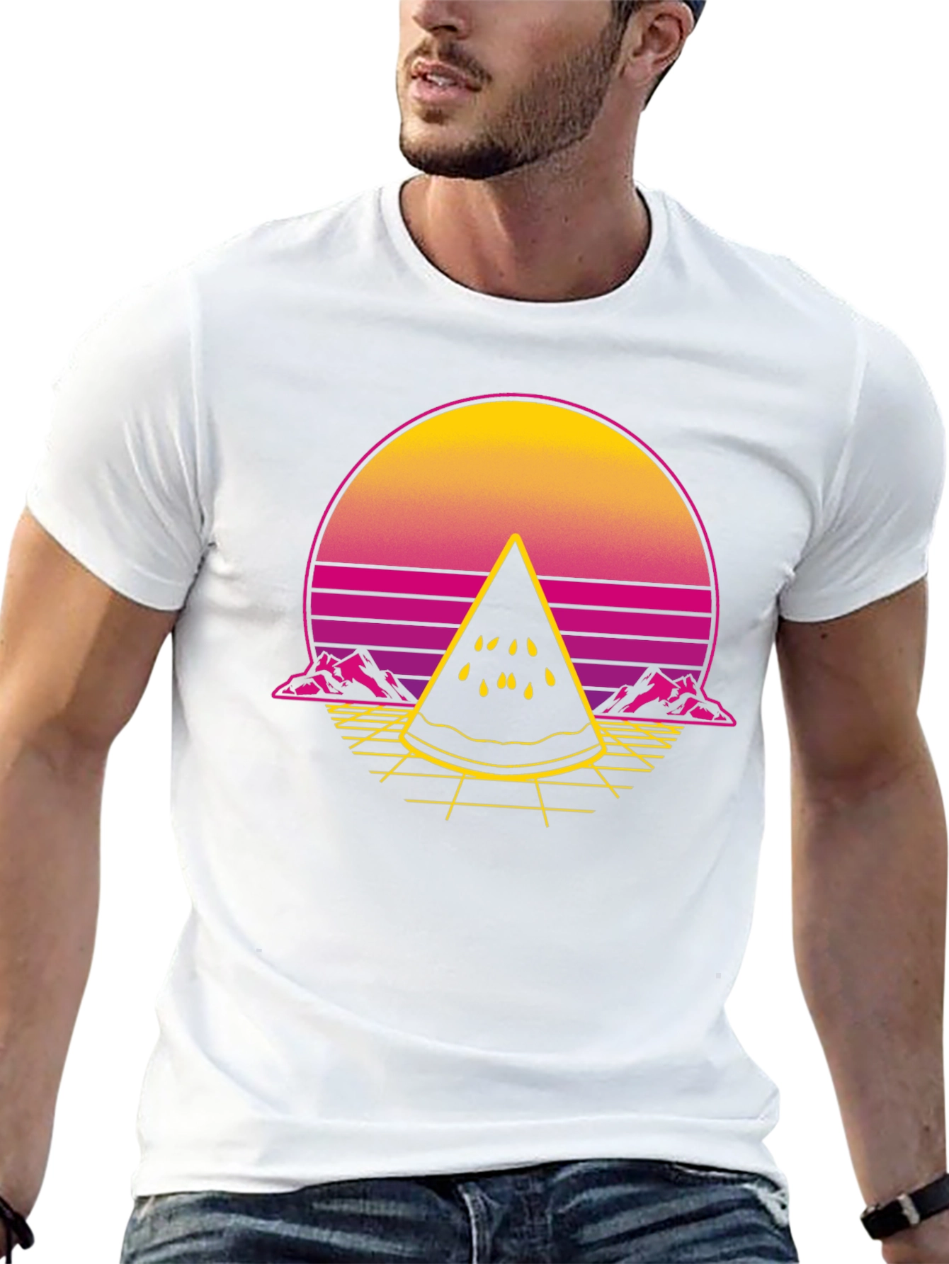 Retro Sunset Watermelon Slice T-Shirt