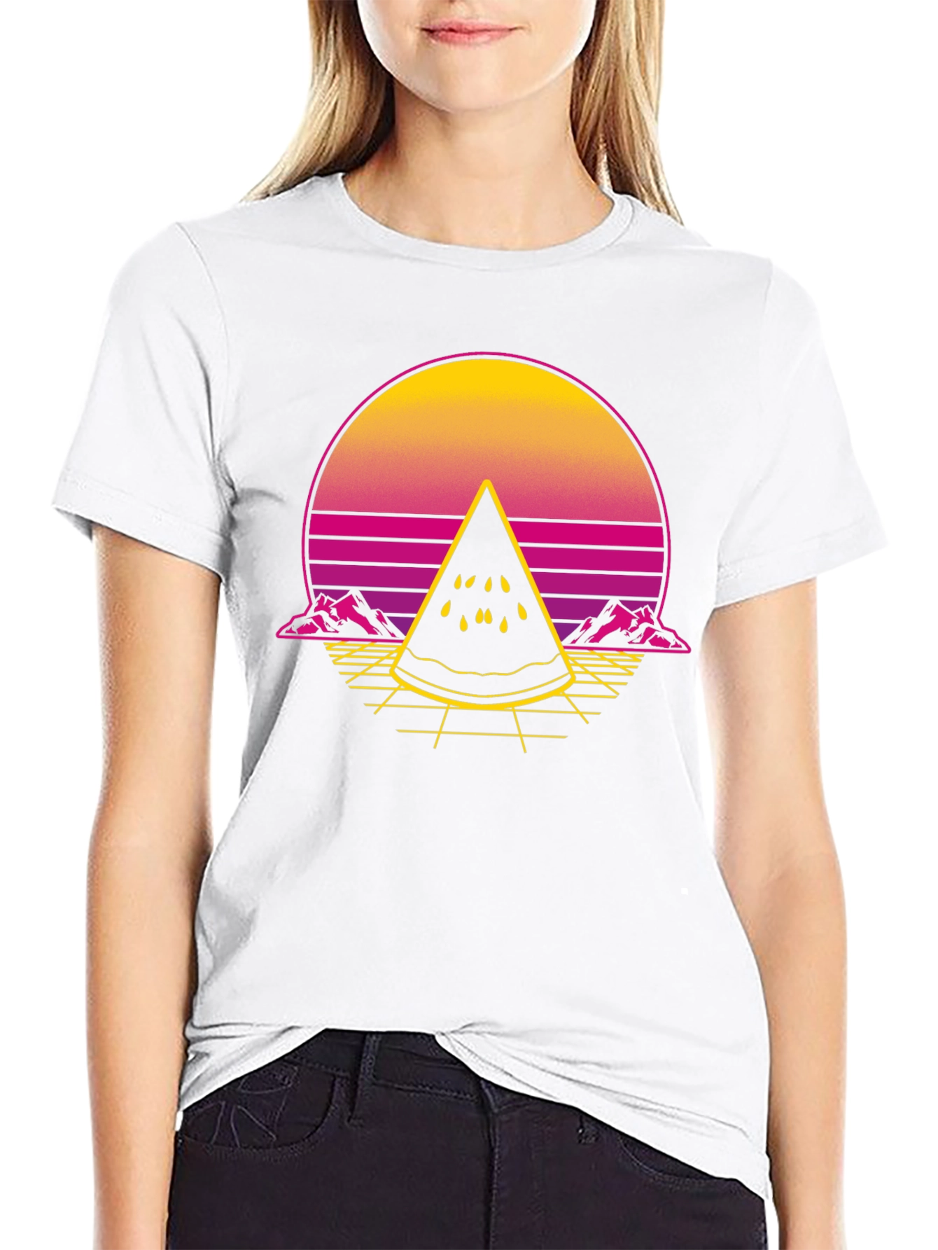 Retro Sunset Watermelon Slice T-Shirt