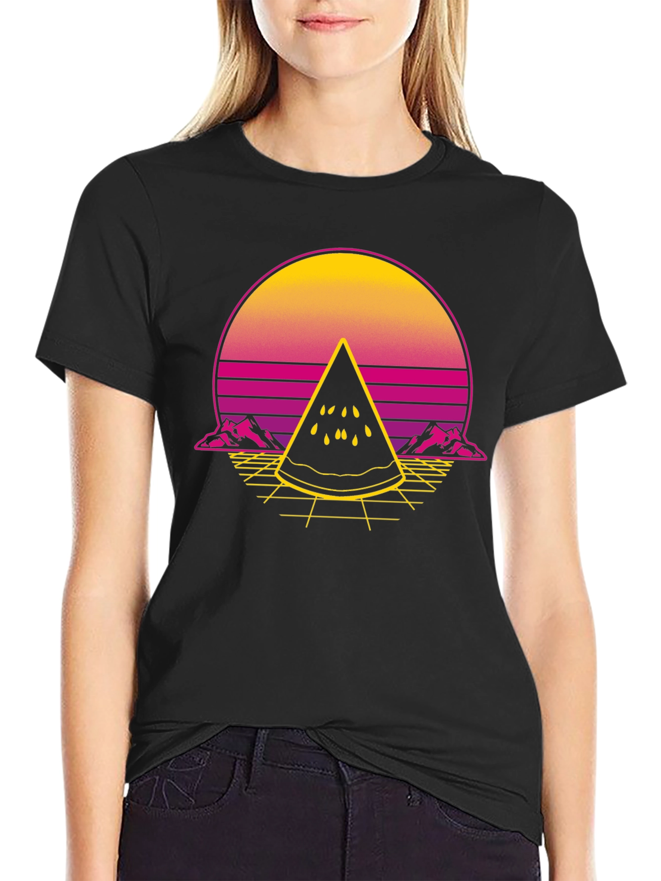 Retro Sunset Watermelon Slice T-Shirt