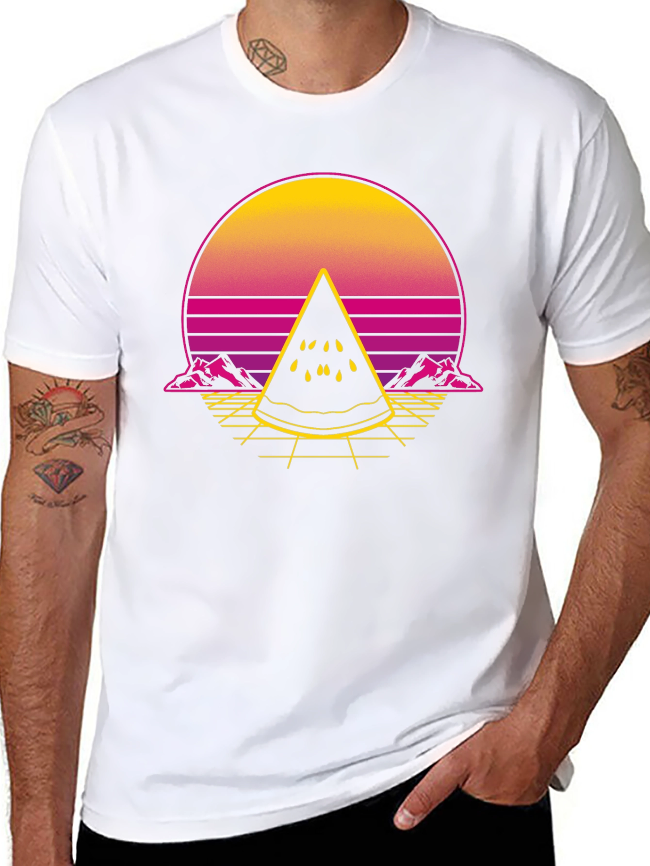 Retro Sunset Watermelon Slice T-Shirt