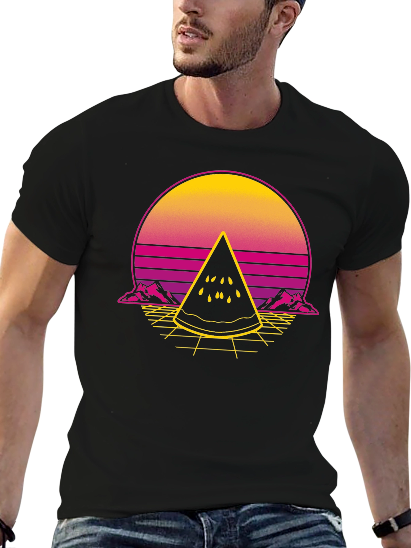 Retro Sunset Watermelon Slice T-Shirt