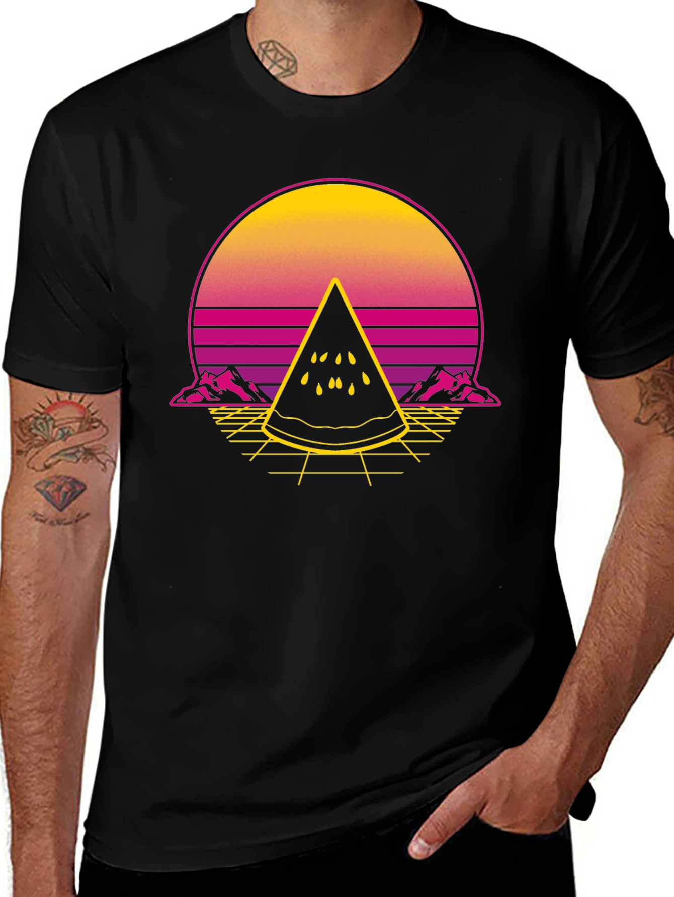 Retro Sunset Watermelon Slice T-Shirt