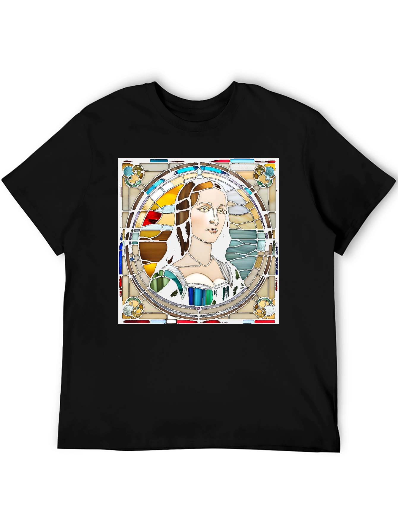 Renaissance Lady Stained Glass Style Graphic Tee