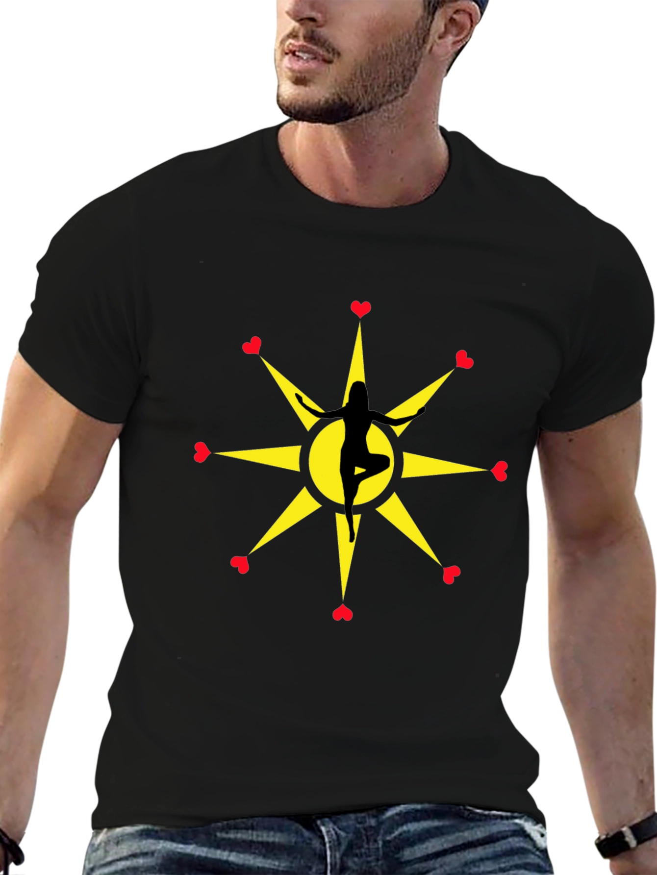 Yoga Love Star Graphic Tee - Black Unisex T-Shirt