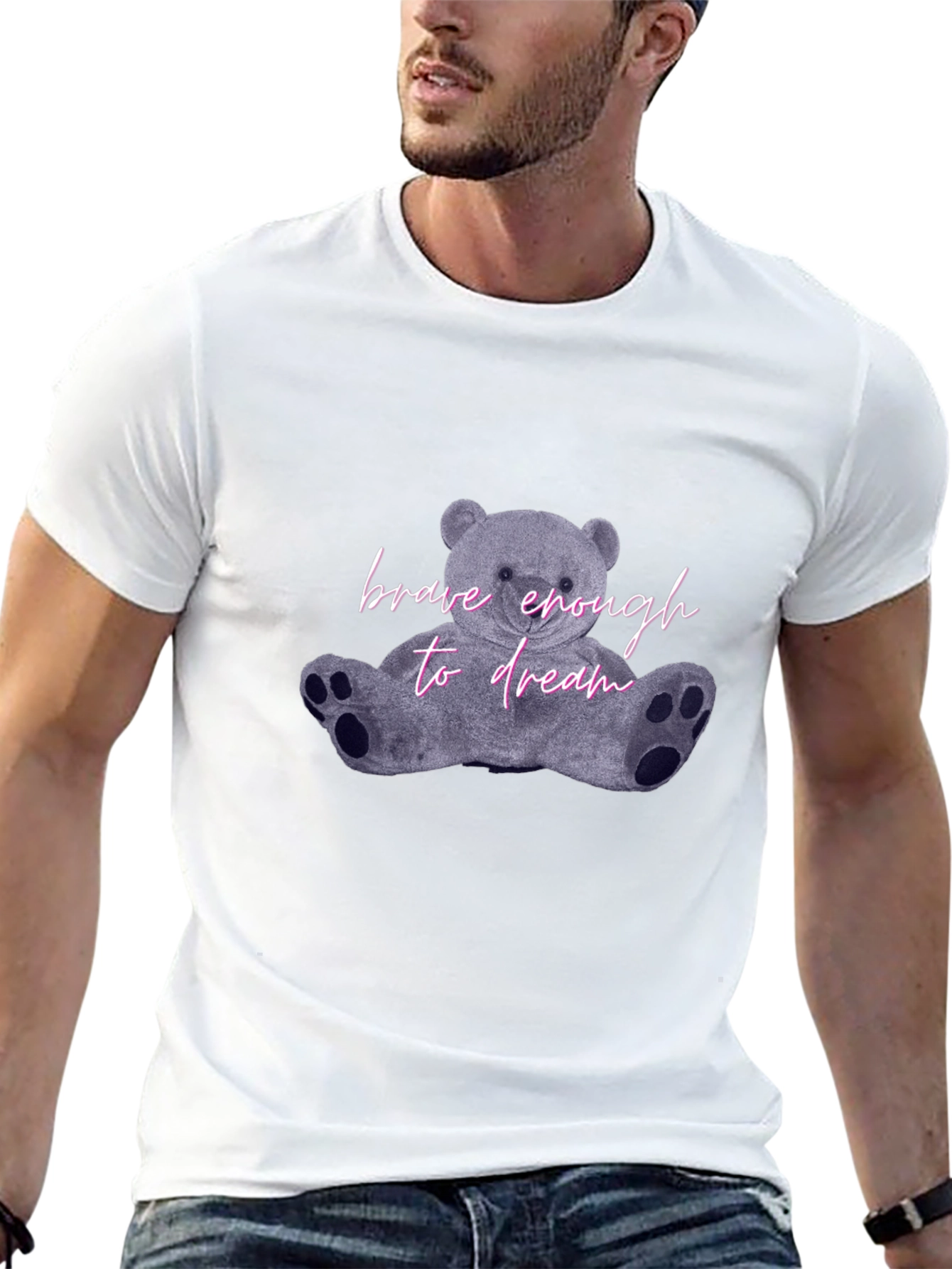 Brave Enough to Dream Bear Graphic Tee - Black
