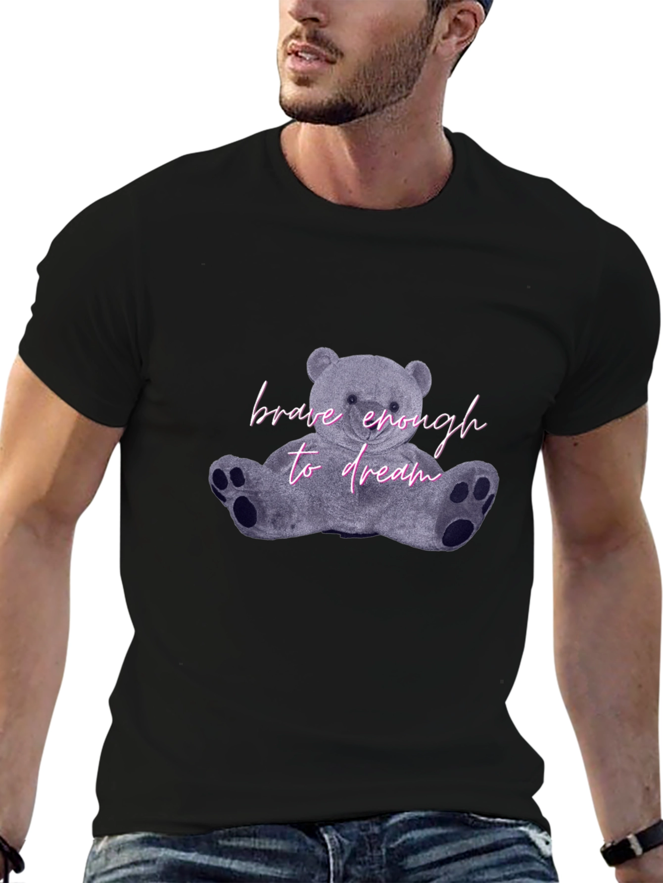 Brave Enough to Dream Bear Graphic Tee - Black