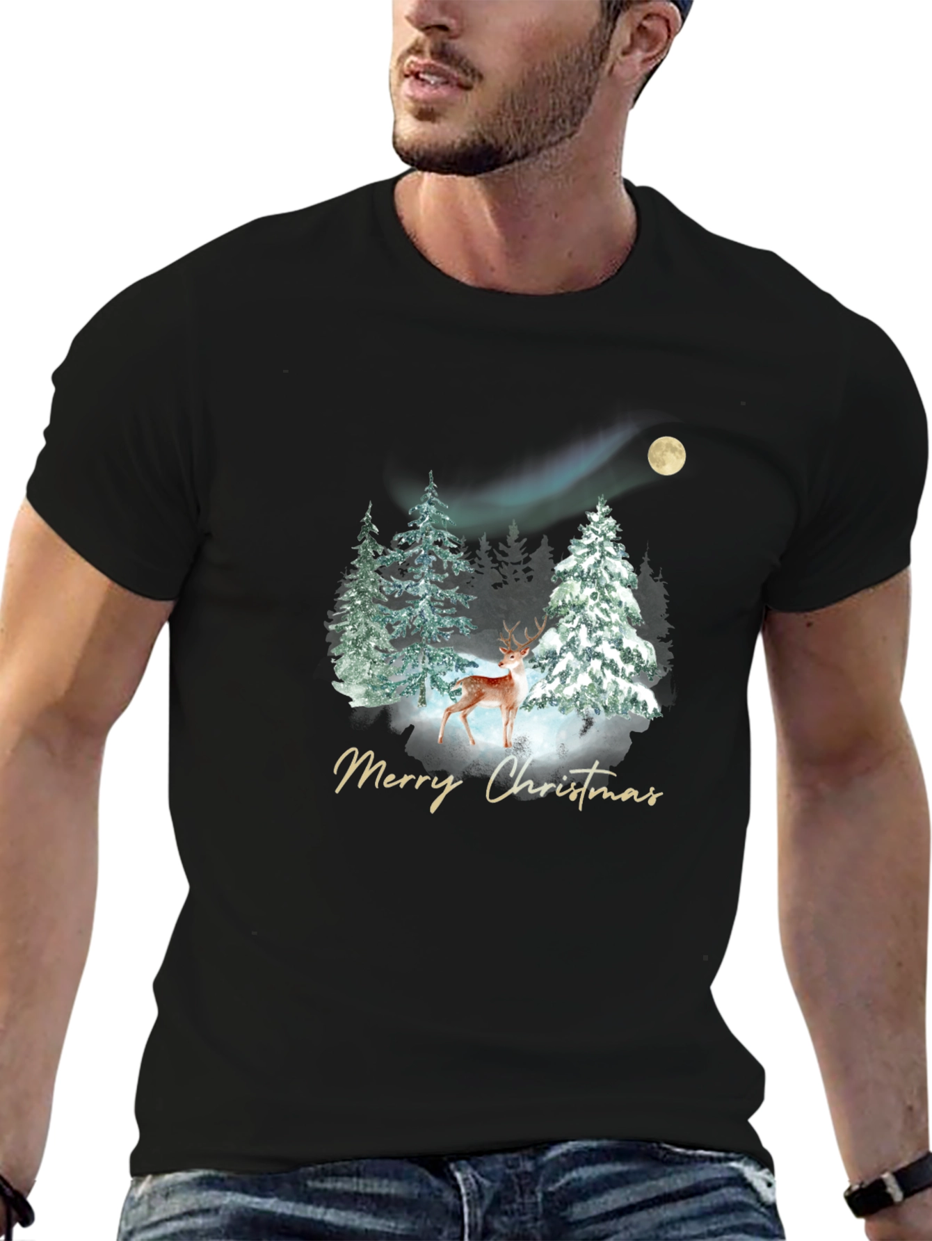 Festive Christmas Deer Graphic Tee