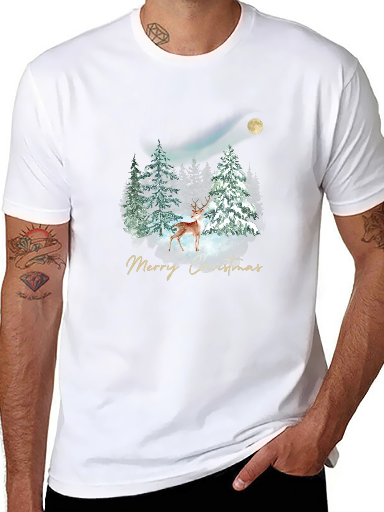 Festive Christmas Deer Graphic Tee