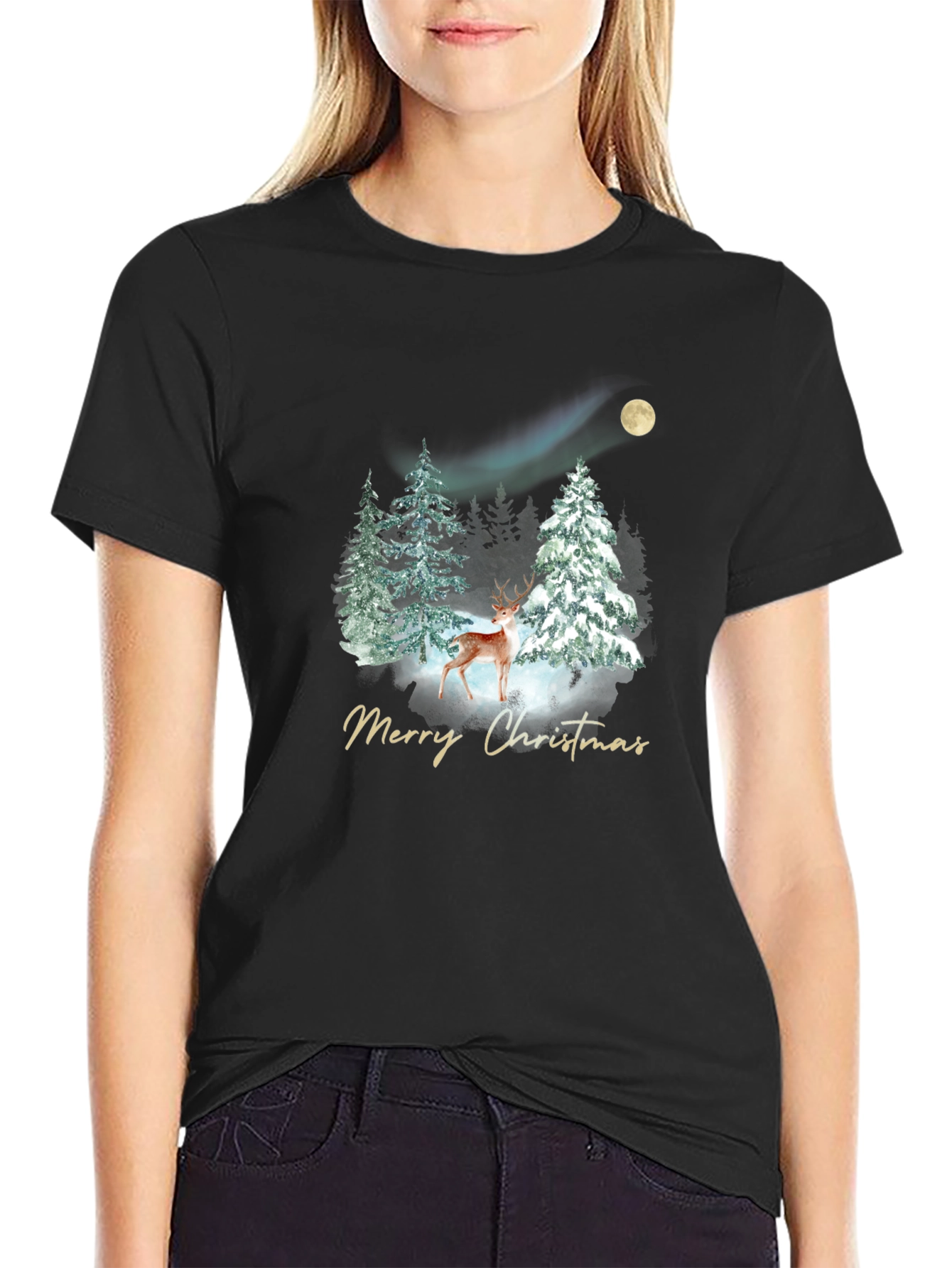 Festive Christmas Deer Graphic Tee
