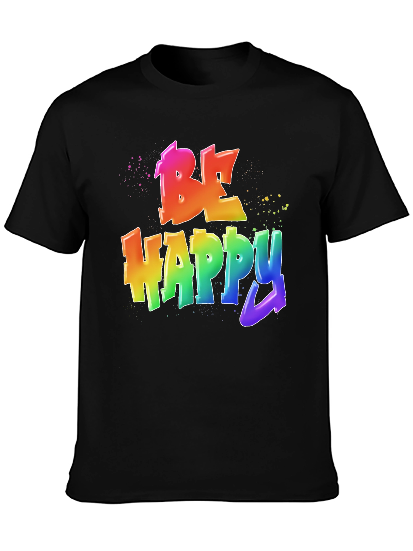 Be Happy Rainbow Graphic T-Shirt