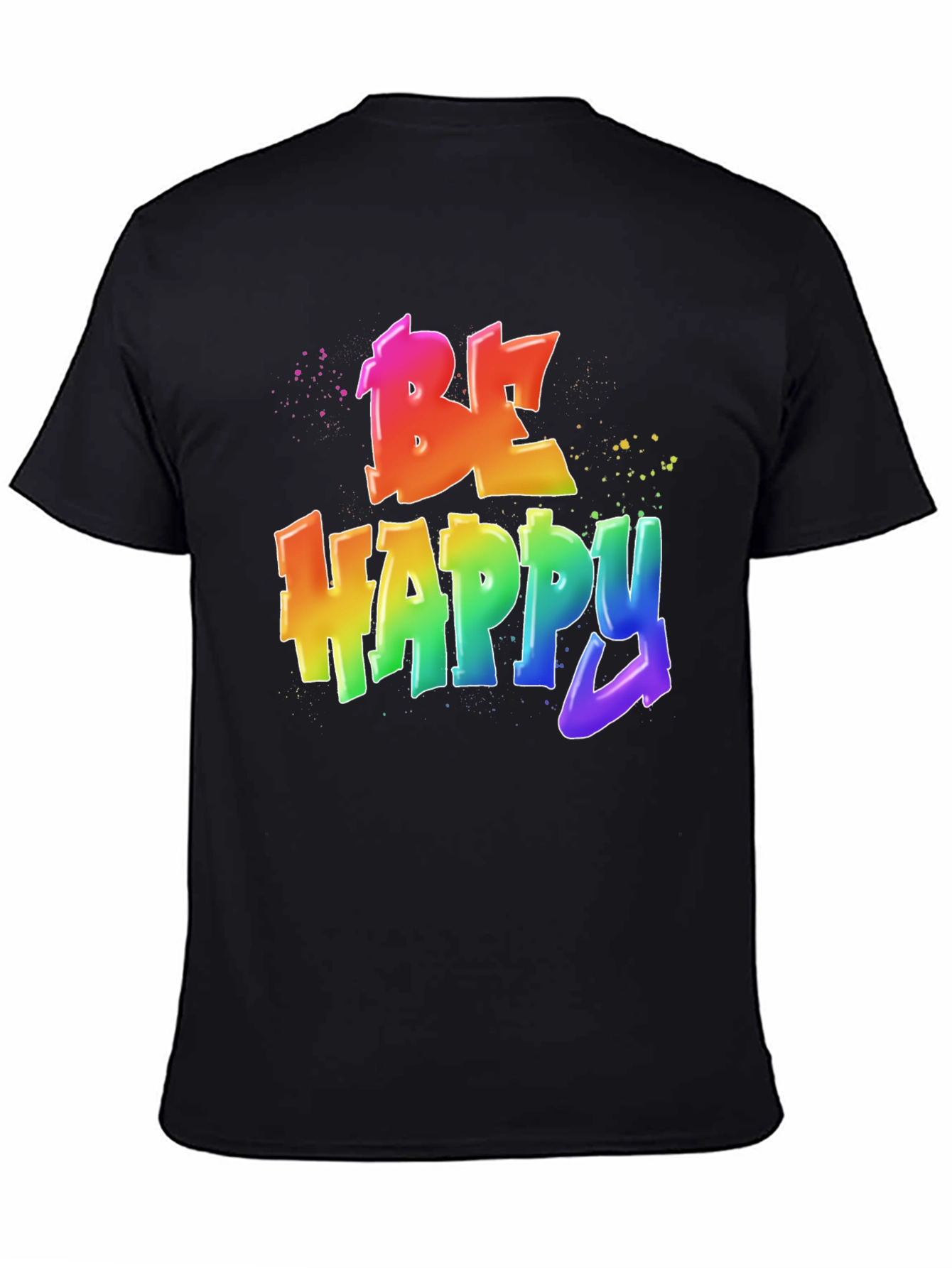 Be Happy Rainbow Graphic T-Shirt
