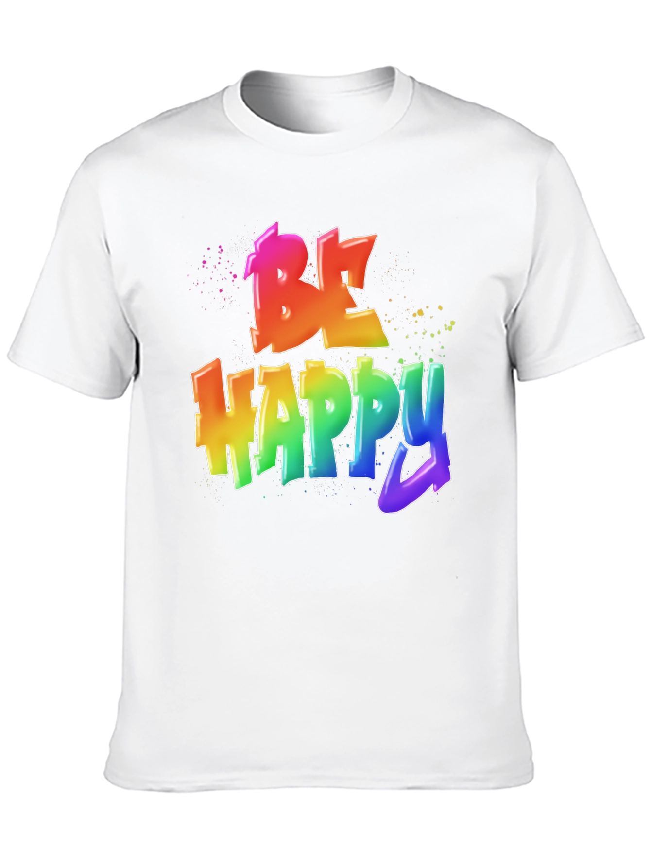 Be Happy Rainbow Graphic T-Shirt