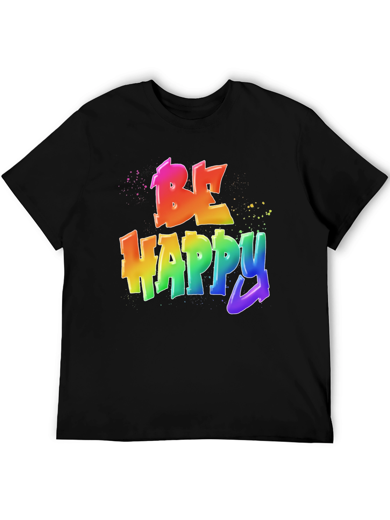 Be Happy Rainbow Graphic T-Shirt