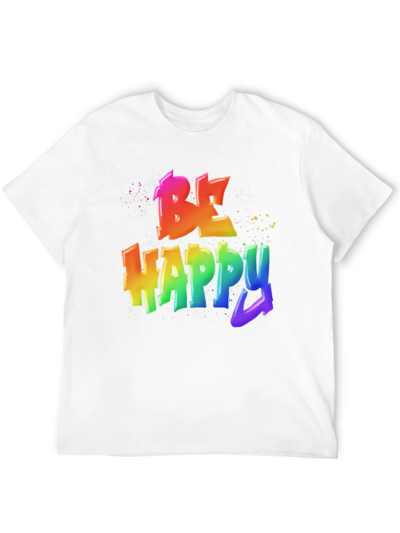 Be Happy Rainbow Graphic T-Shirt