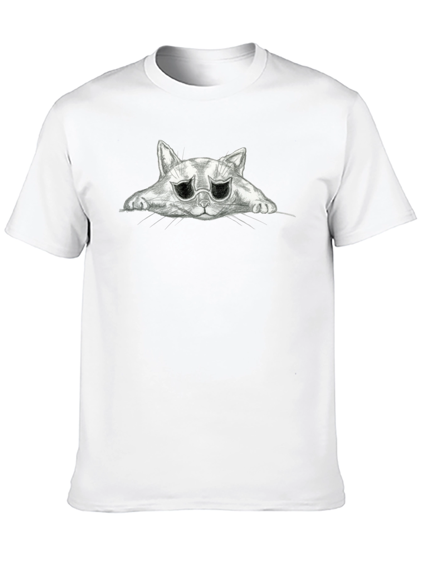 Sad Cat Graphic Black T-Shirt