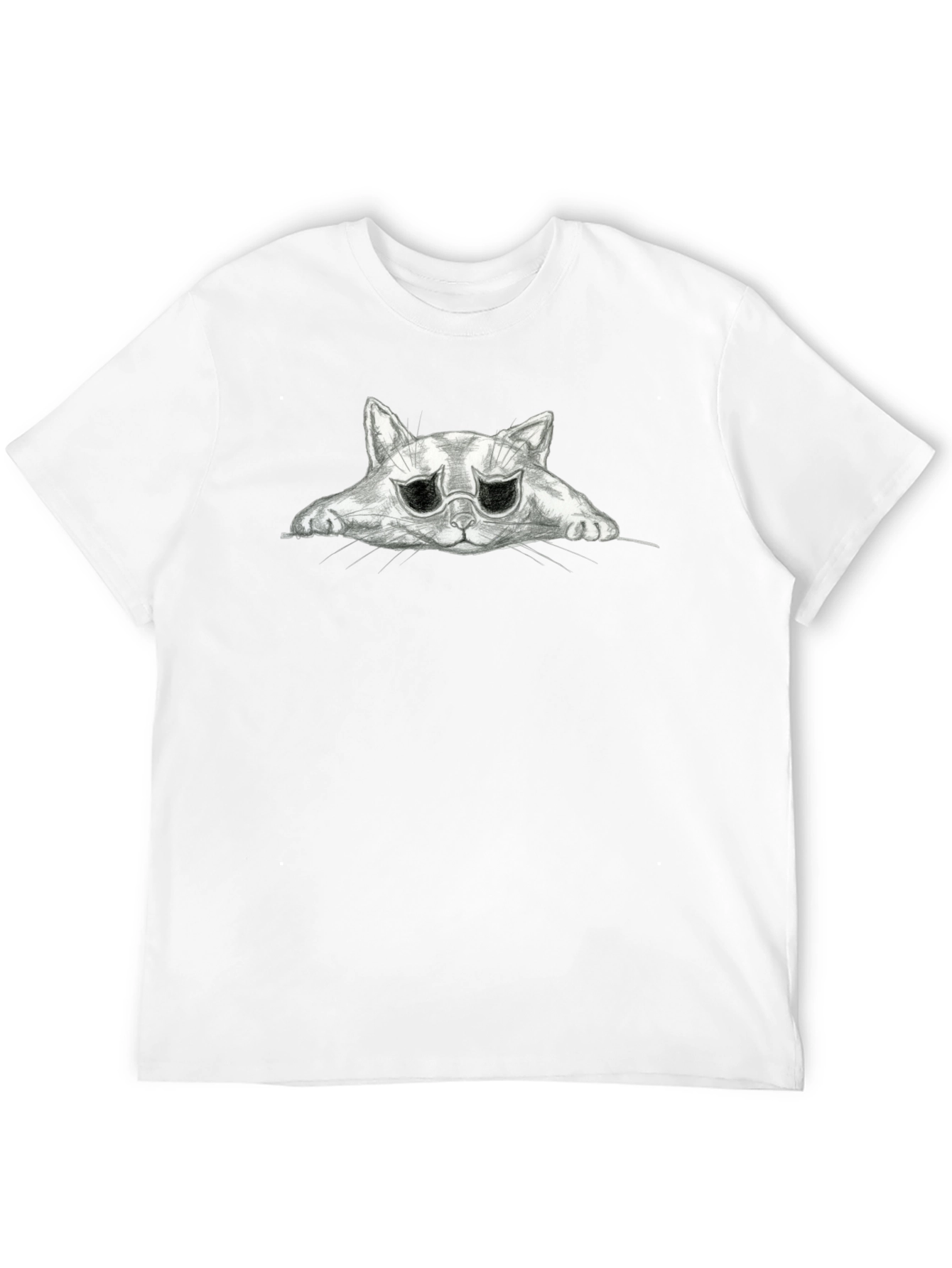 Sad Cat Graphic Black T-Shirt