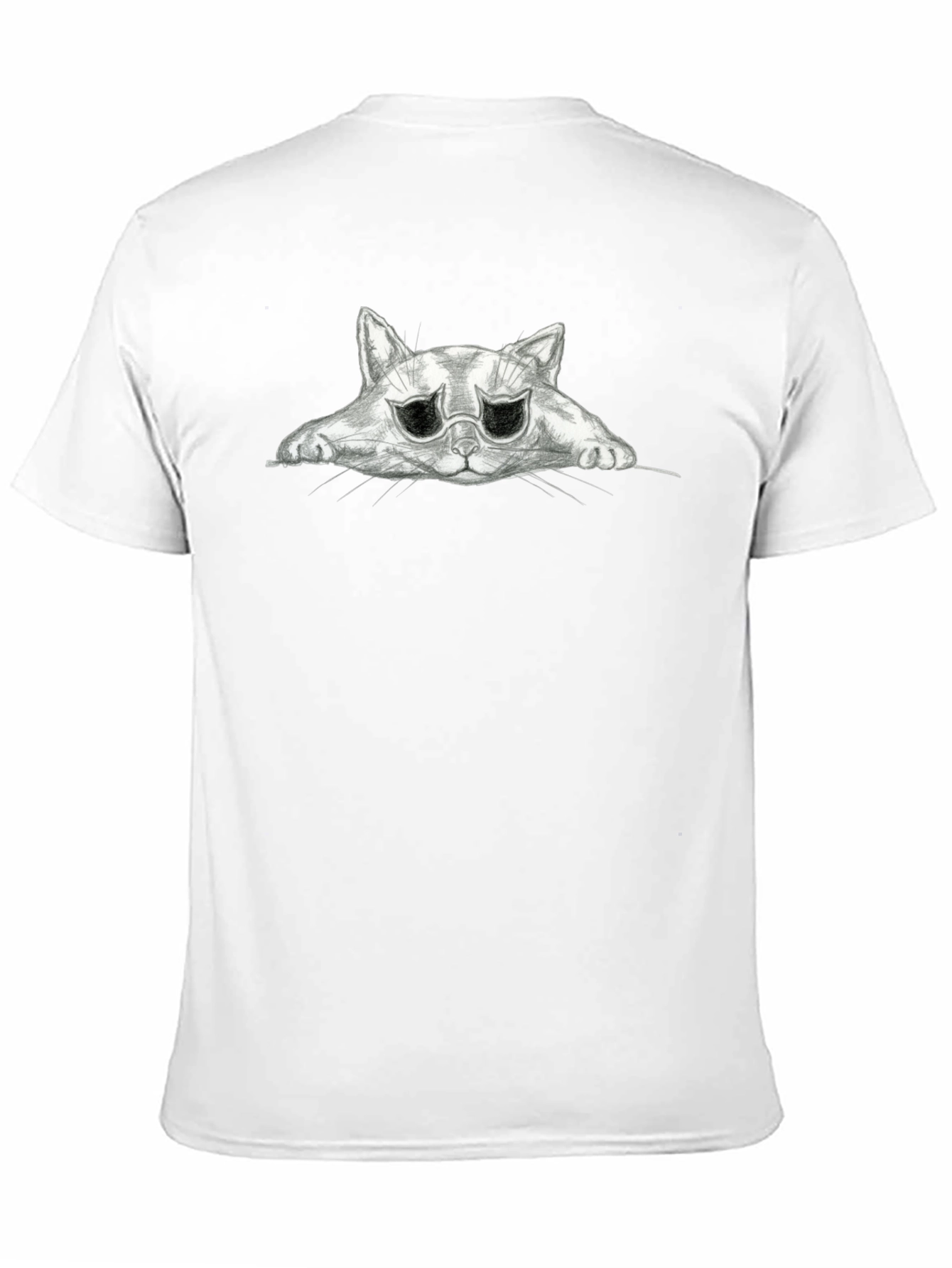 Sad Cat Graphic Black T-Shirt