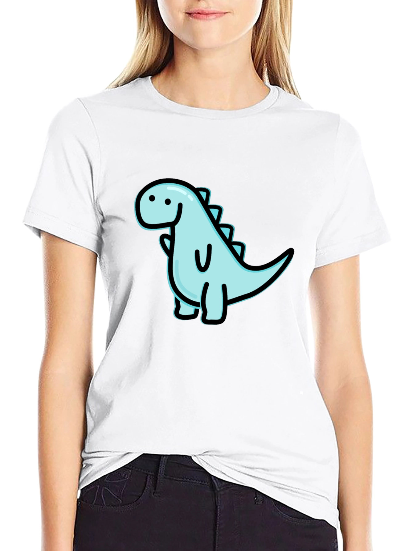 Cute Dinosaur Graphic Black T-Shirt