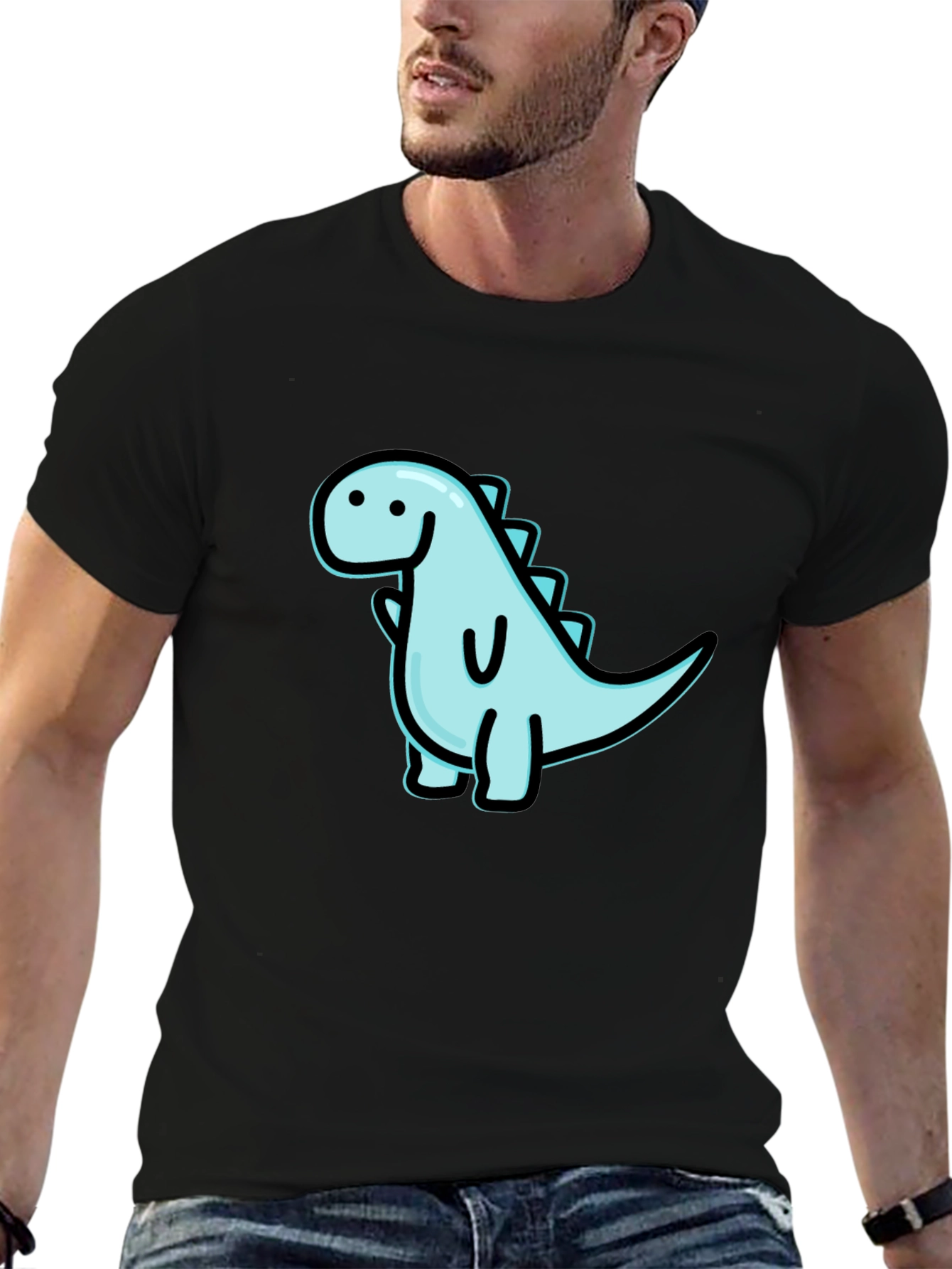 Cute Dinosaur Graphic Black T-Shirt