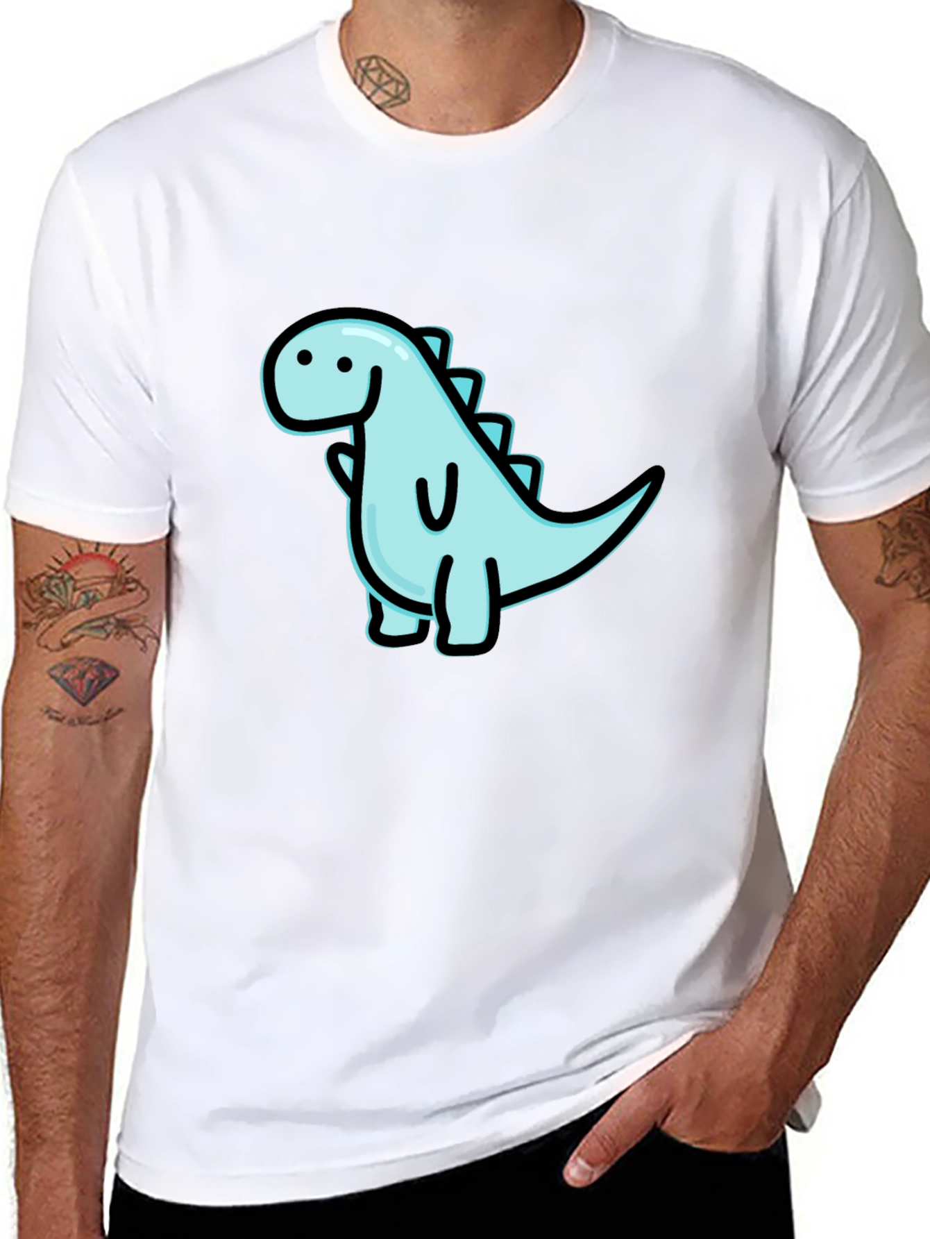 Cute Dinosaur Graphic Black T-Shirt