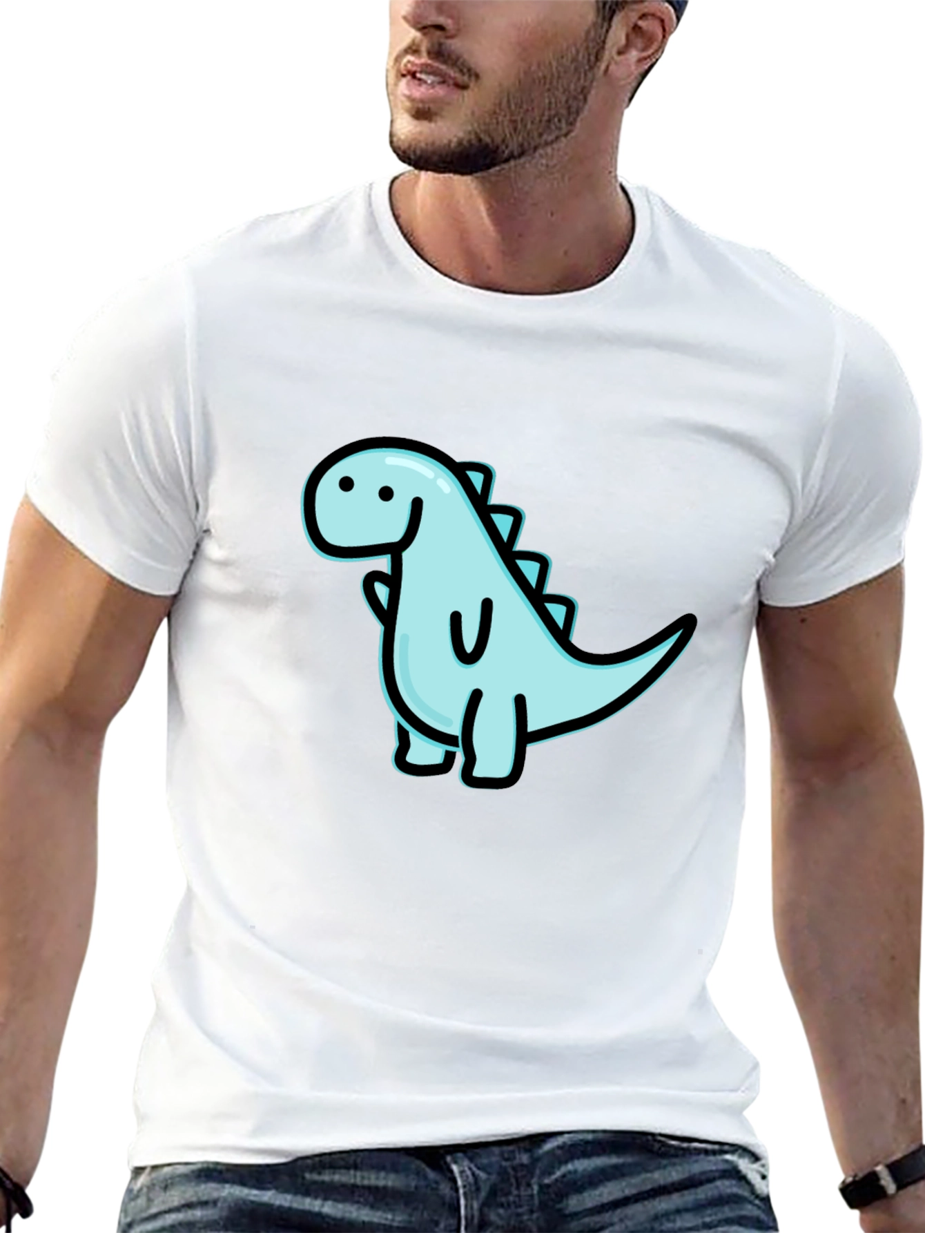 Cute Dinosaur Graphic Black T-Shirt
