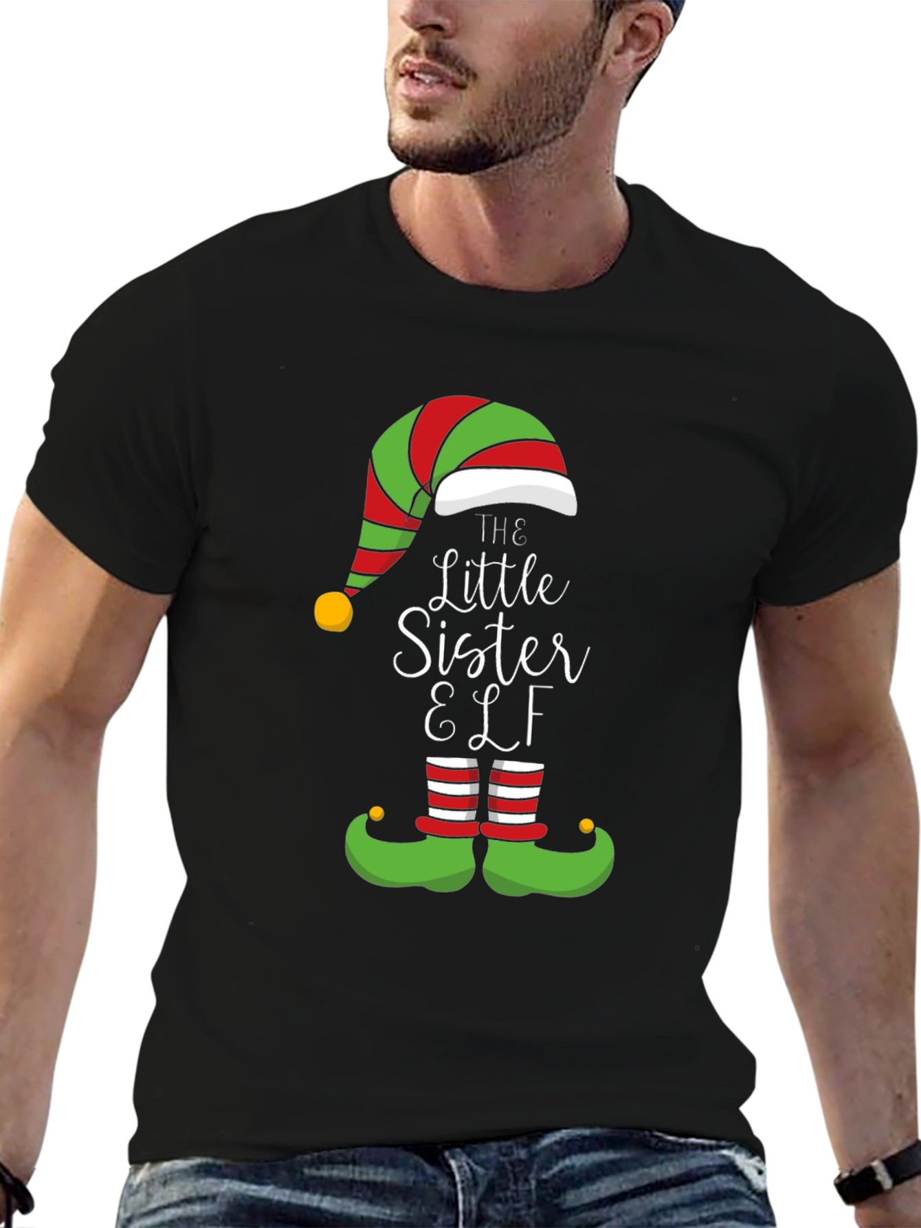 Little Sister Elf Christmas T-Shirt