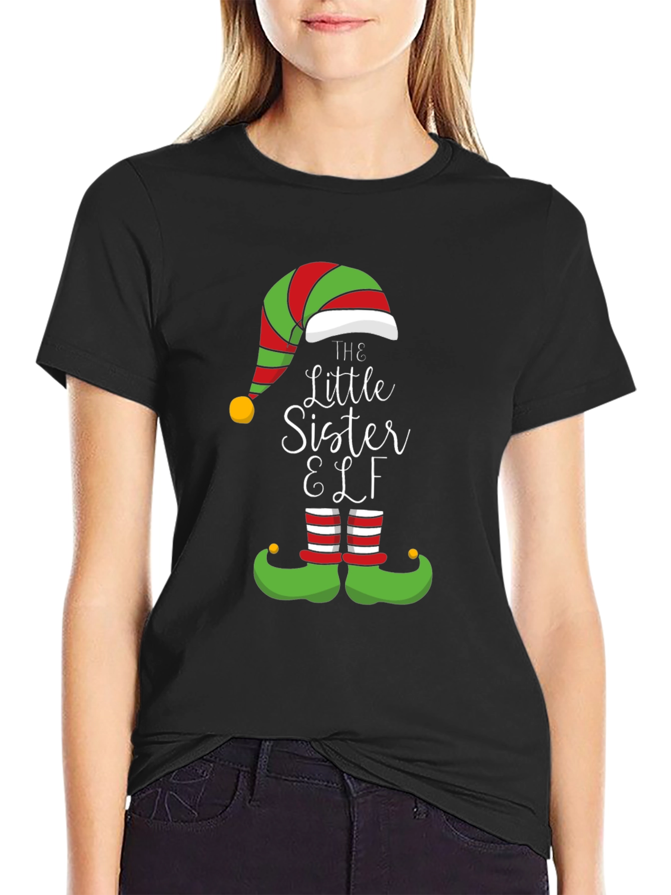 Little Sister Elf Christmas T-Shirt