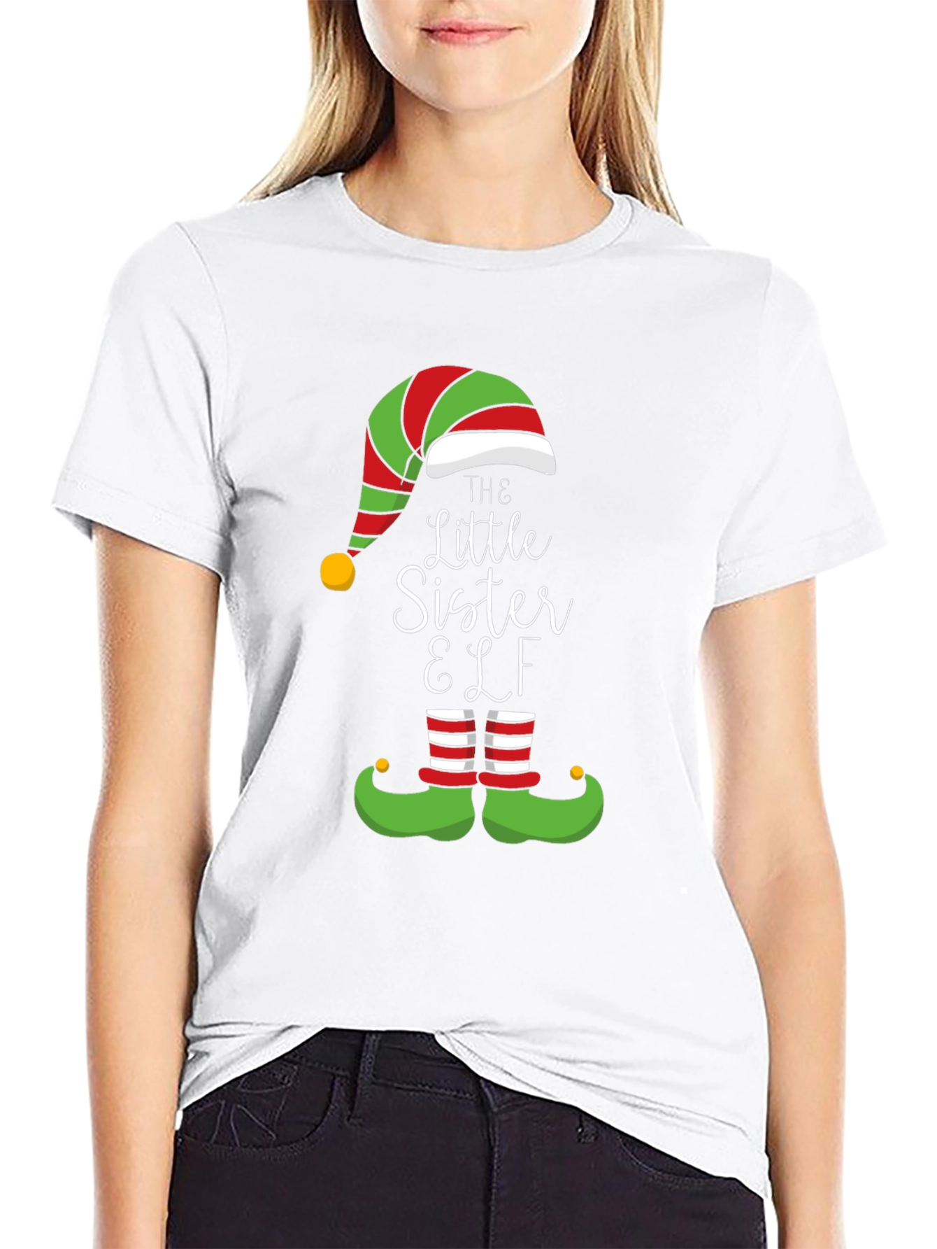 Little Sister Elf Christmas T-Shirt