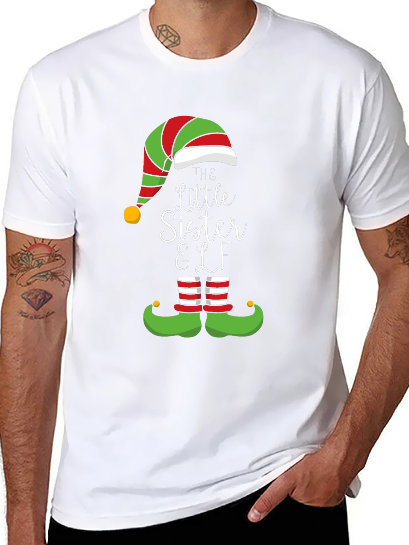 Little Sister Elf Christmas T-Shirt