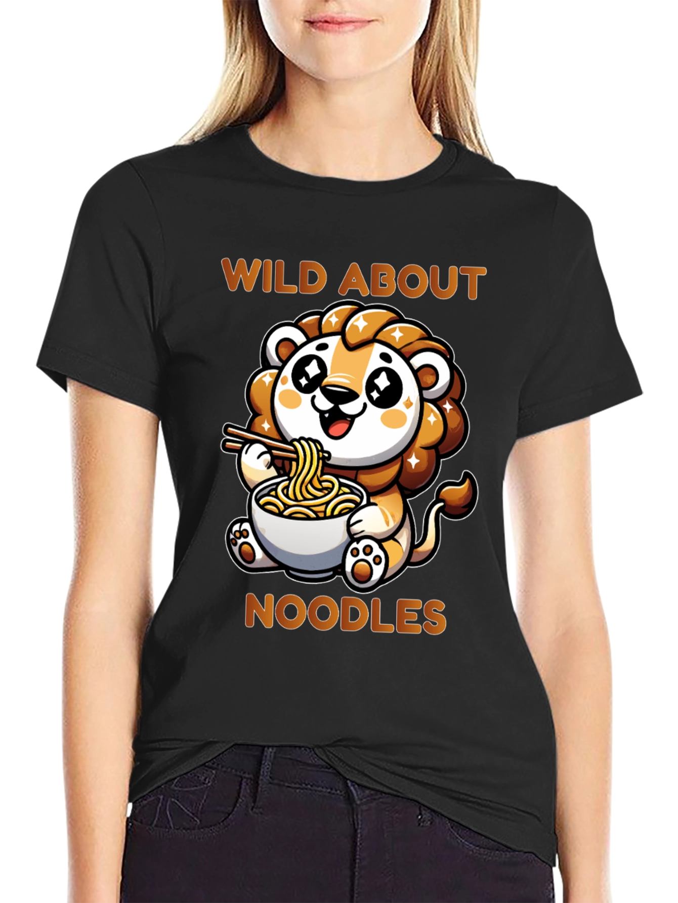 Cute Lion Noodles T-Shirt - Wild About Noodles Design