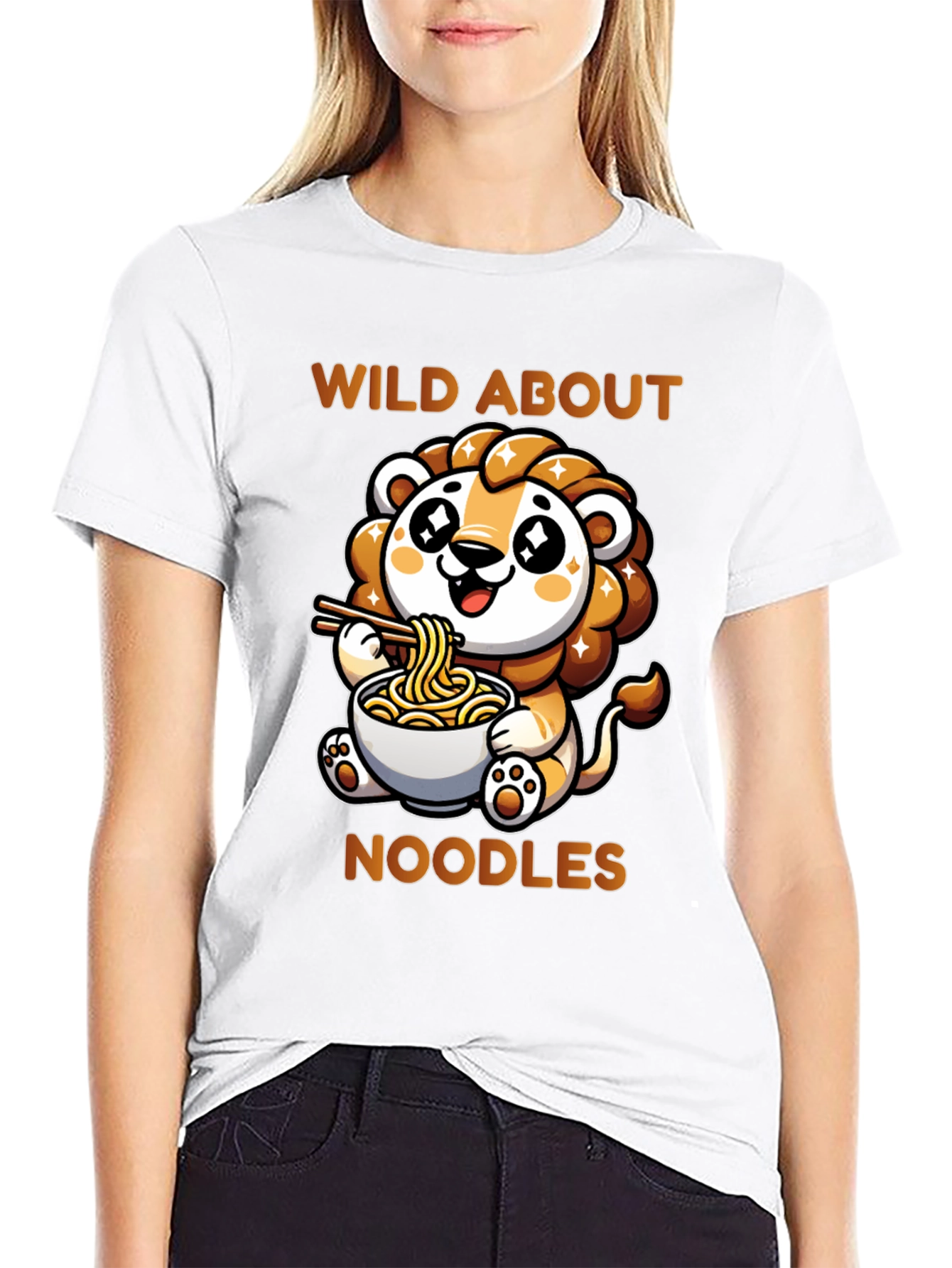 Cute Lion Noodles T-Shirt - Wild About Noodles Design