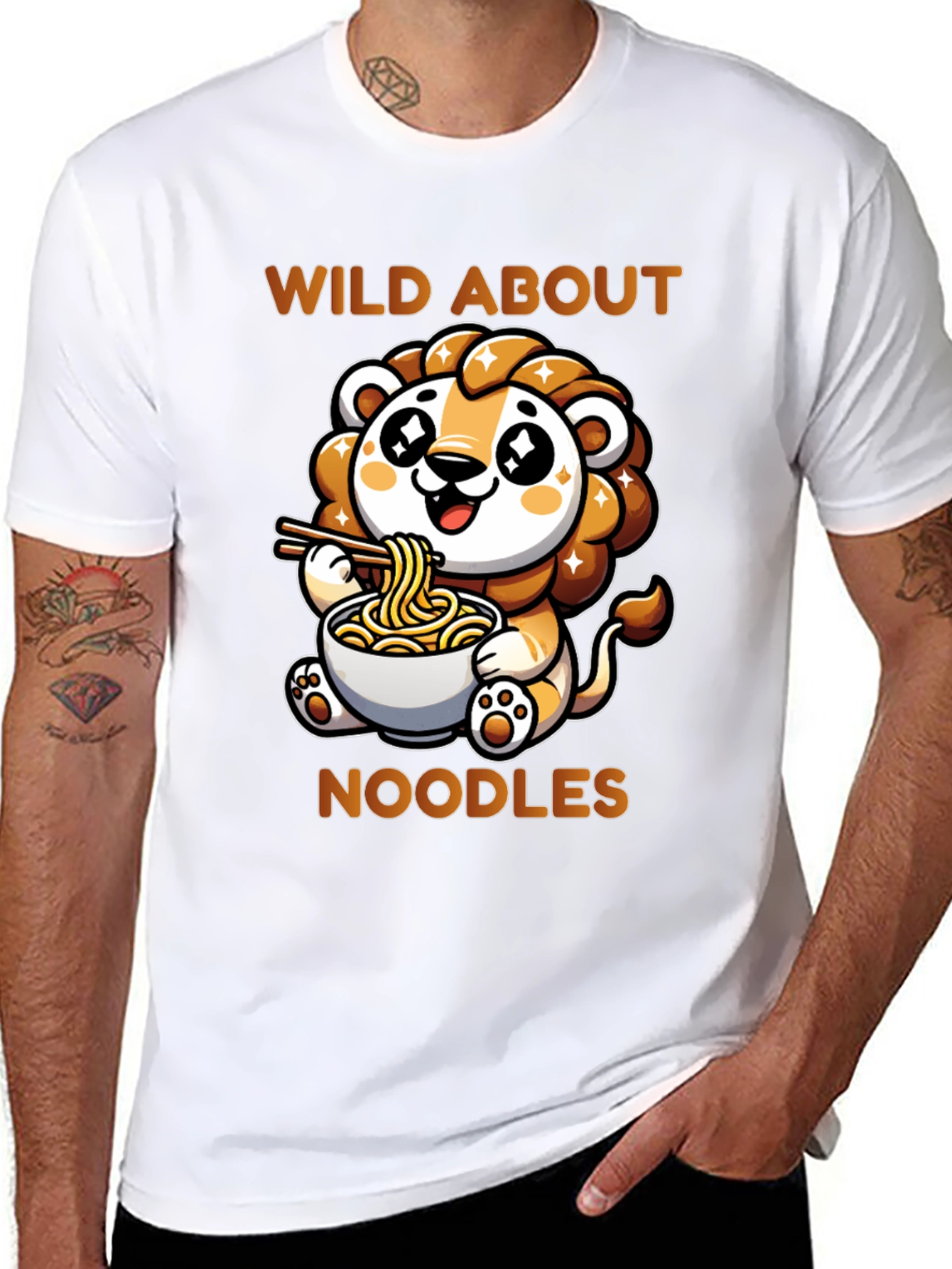 Cute Lion Noodles T-Shirt - Wild About Noodles Design