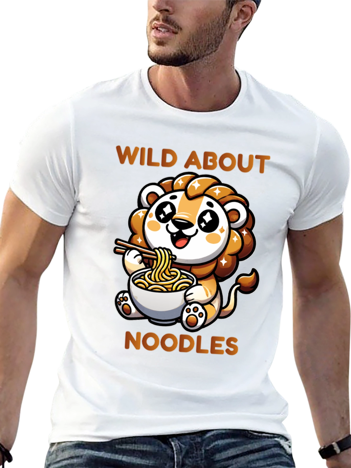 Cute Lion Noodles T-Shirt - Wild About Noodles Design