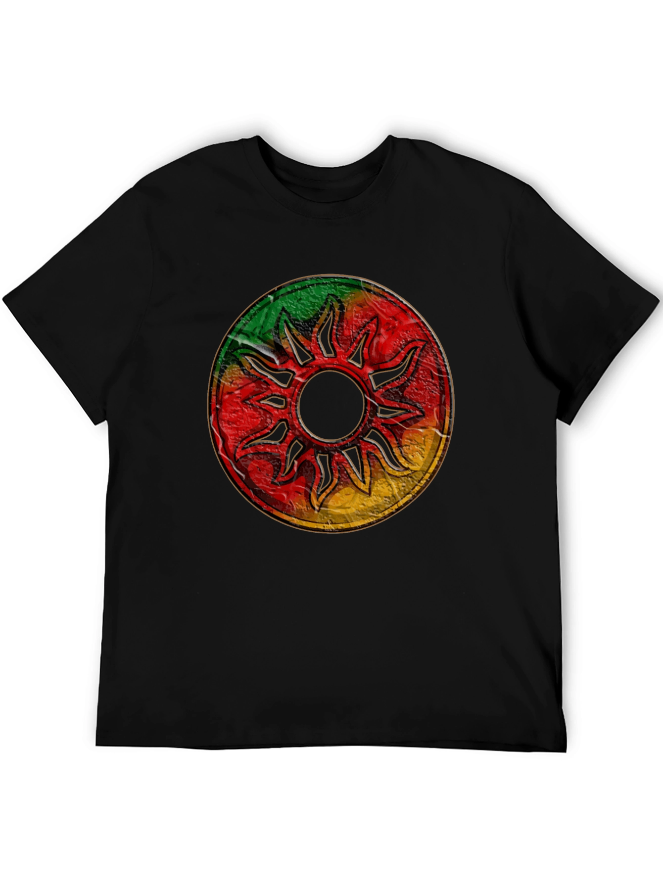Rasta Sun Graphic Black T-Shirt
