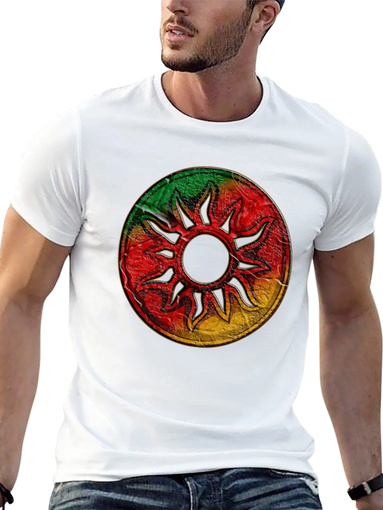 Rasta Sun Graphic Black T-Shirt
