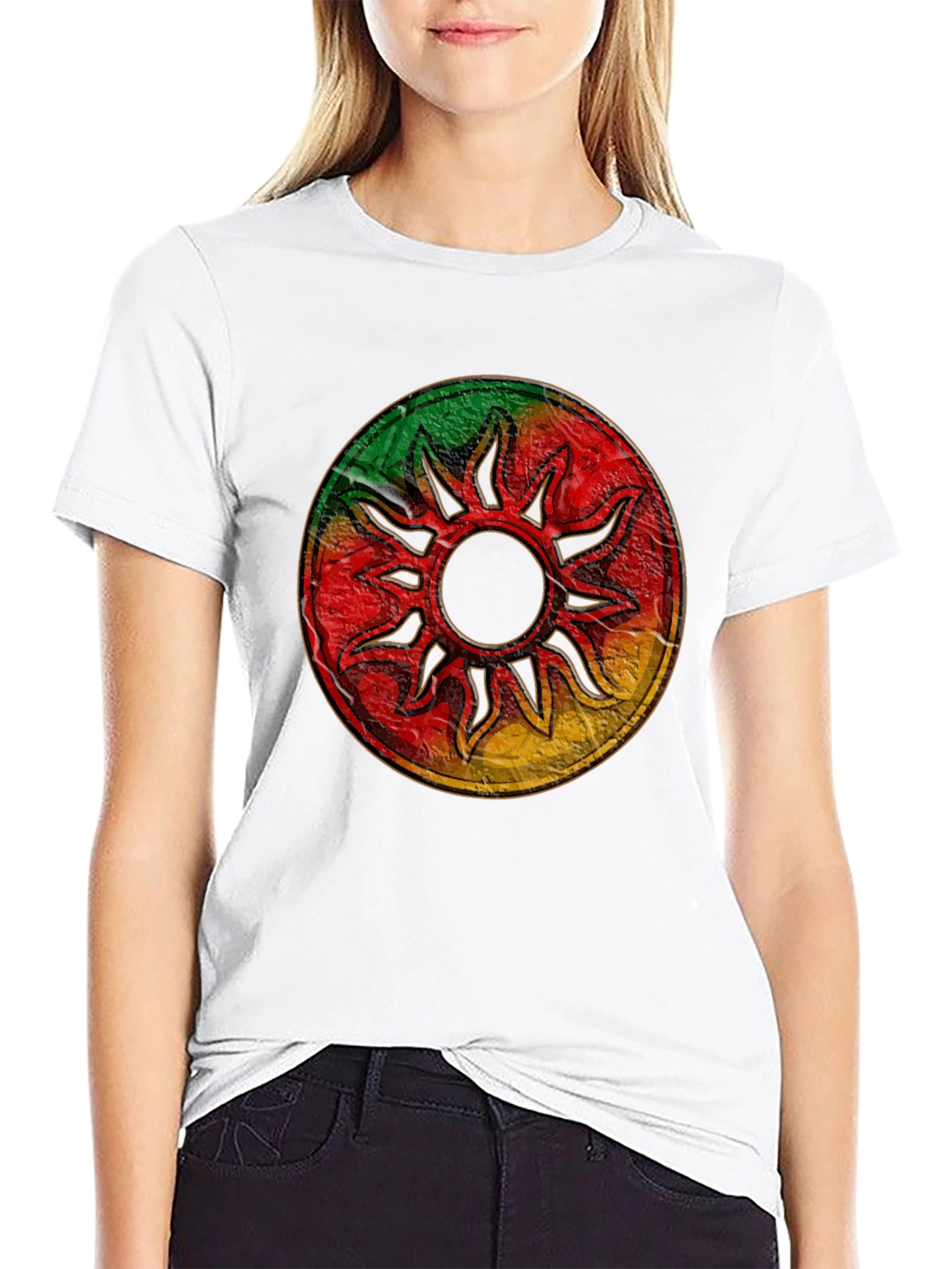 Rasta Sun Graphic Black T-Shirt