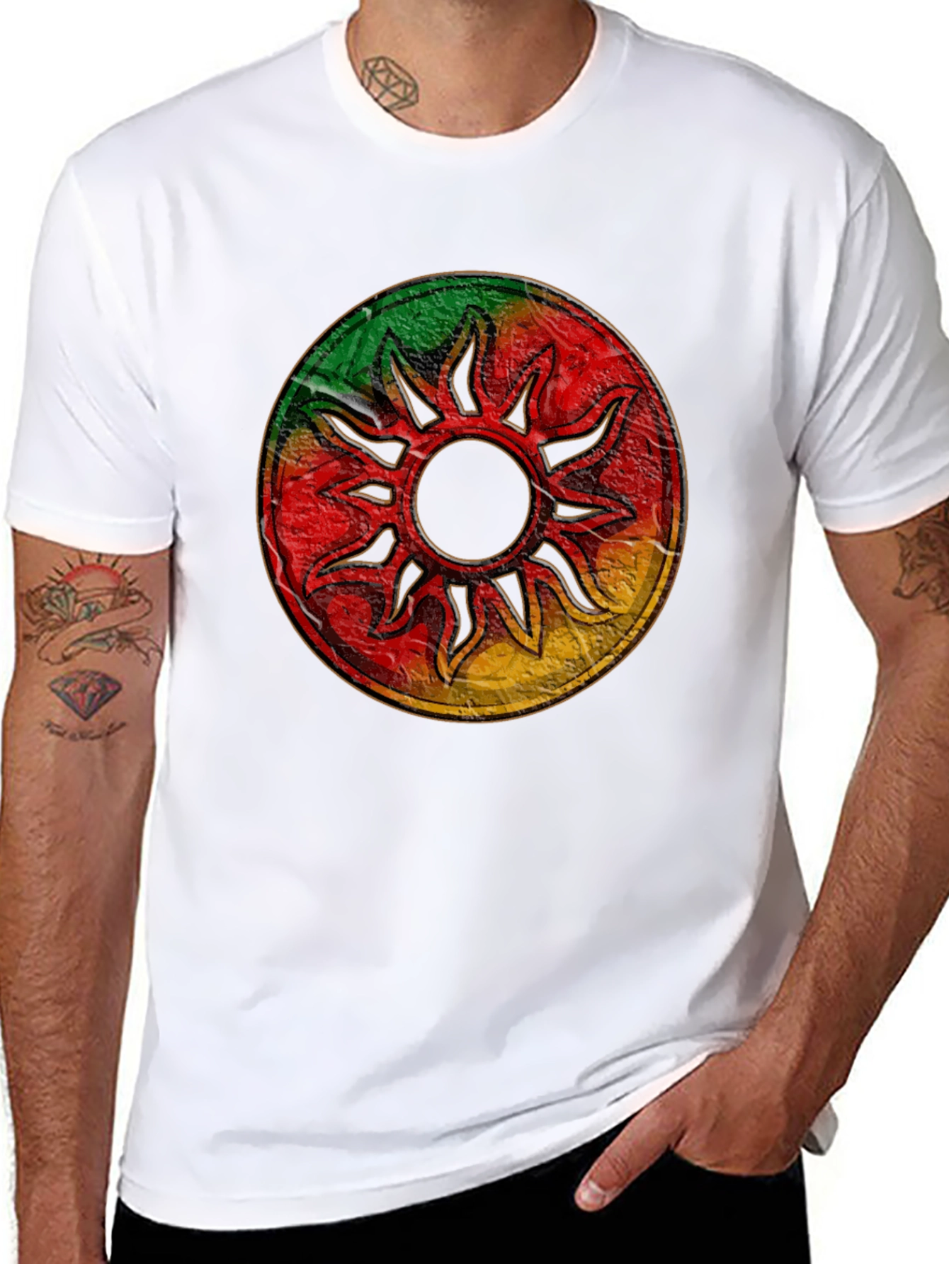 Rasta Sun Graphic Black T-Shirt