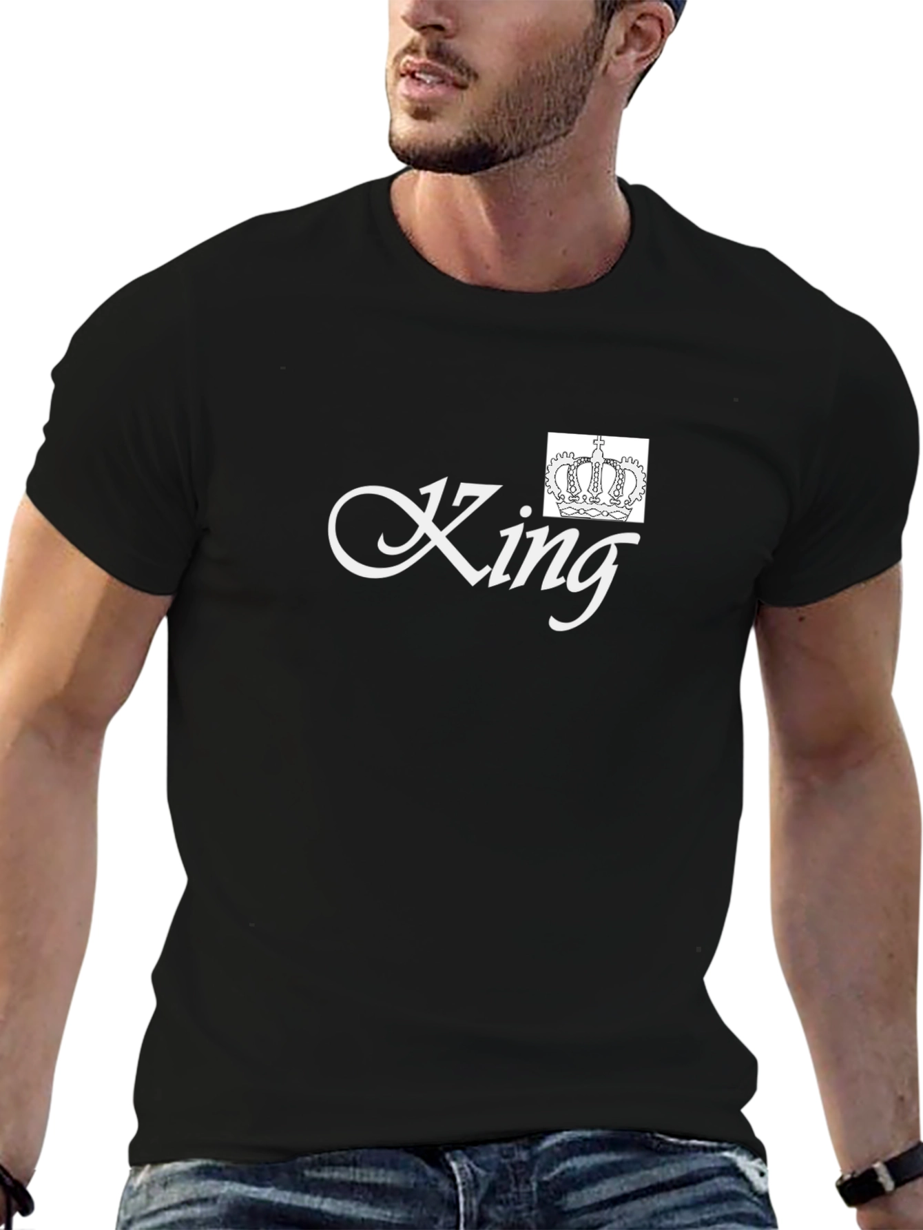 King Graphic Black T-Shirt - Crown Design