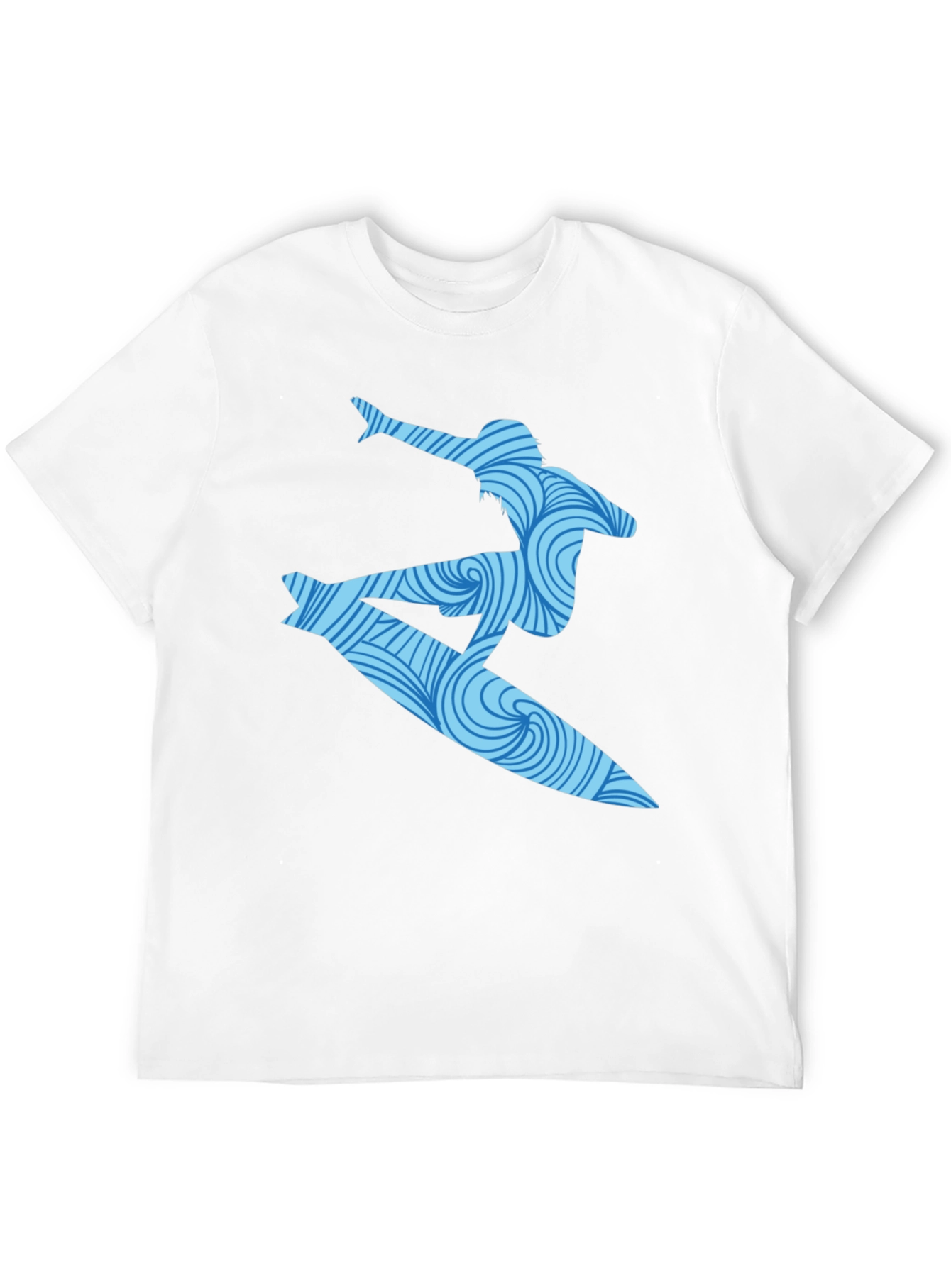 Surfer Wave Graphic T-Shirt - Black Cotton Blend