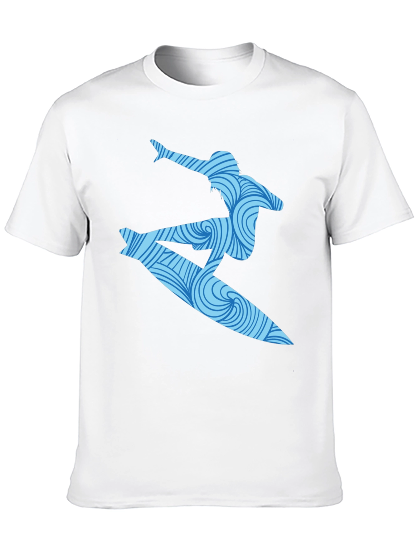 Surfer Wave Graphic T-Shirt - Black Cotton Blend