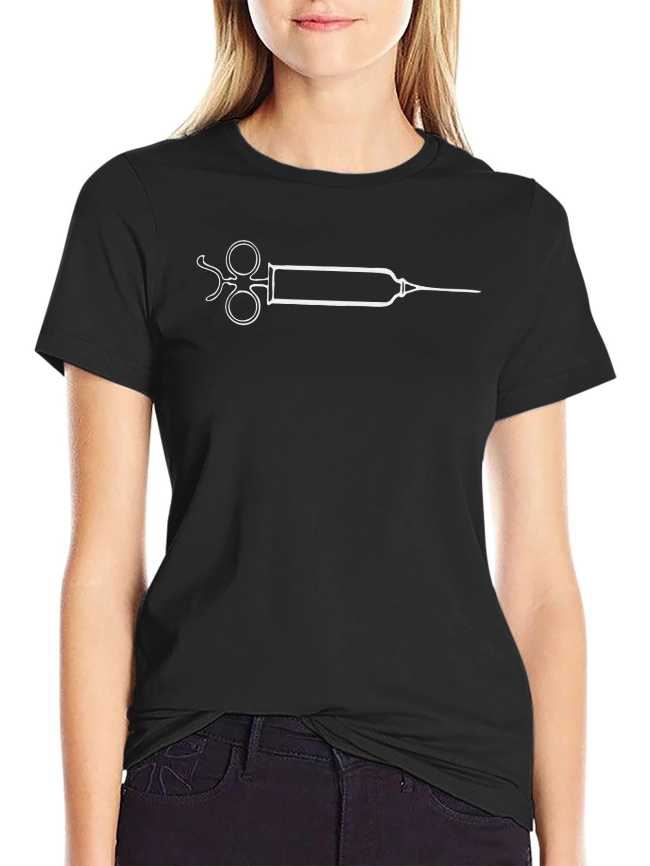 Novelty Syringe T-Shirt - Black Cotton Blend