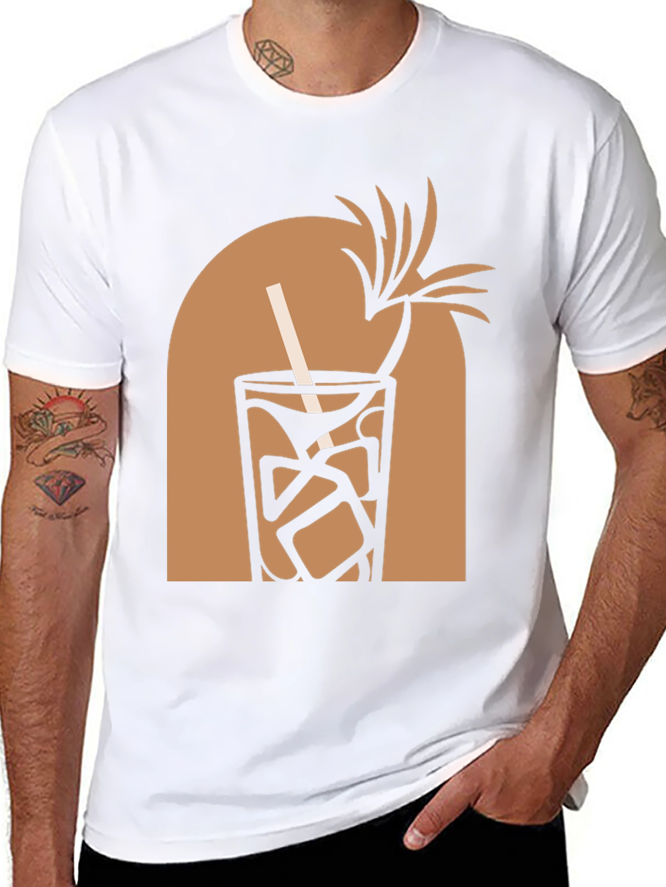 Tropical Cocktail Graphic Tee - Black