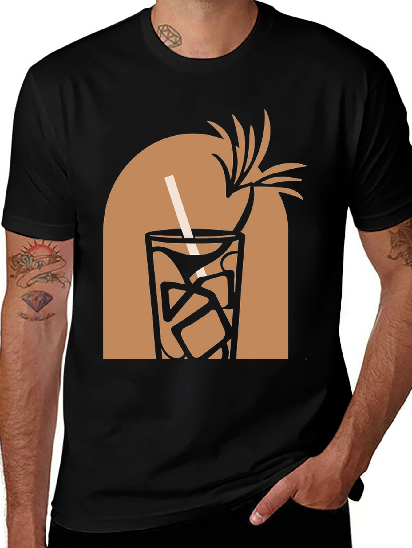 Tropical Cocktail Graphic Tee - Black