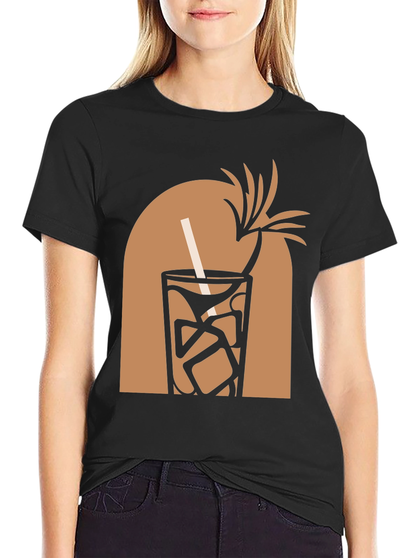 Tropical Cocktail Graphic Tee - Black
