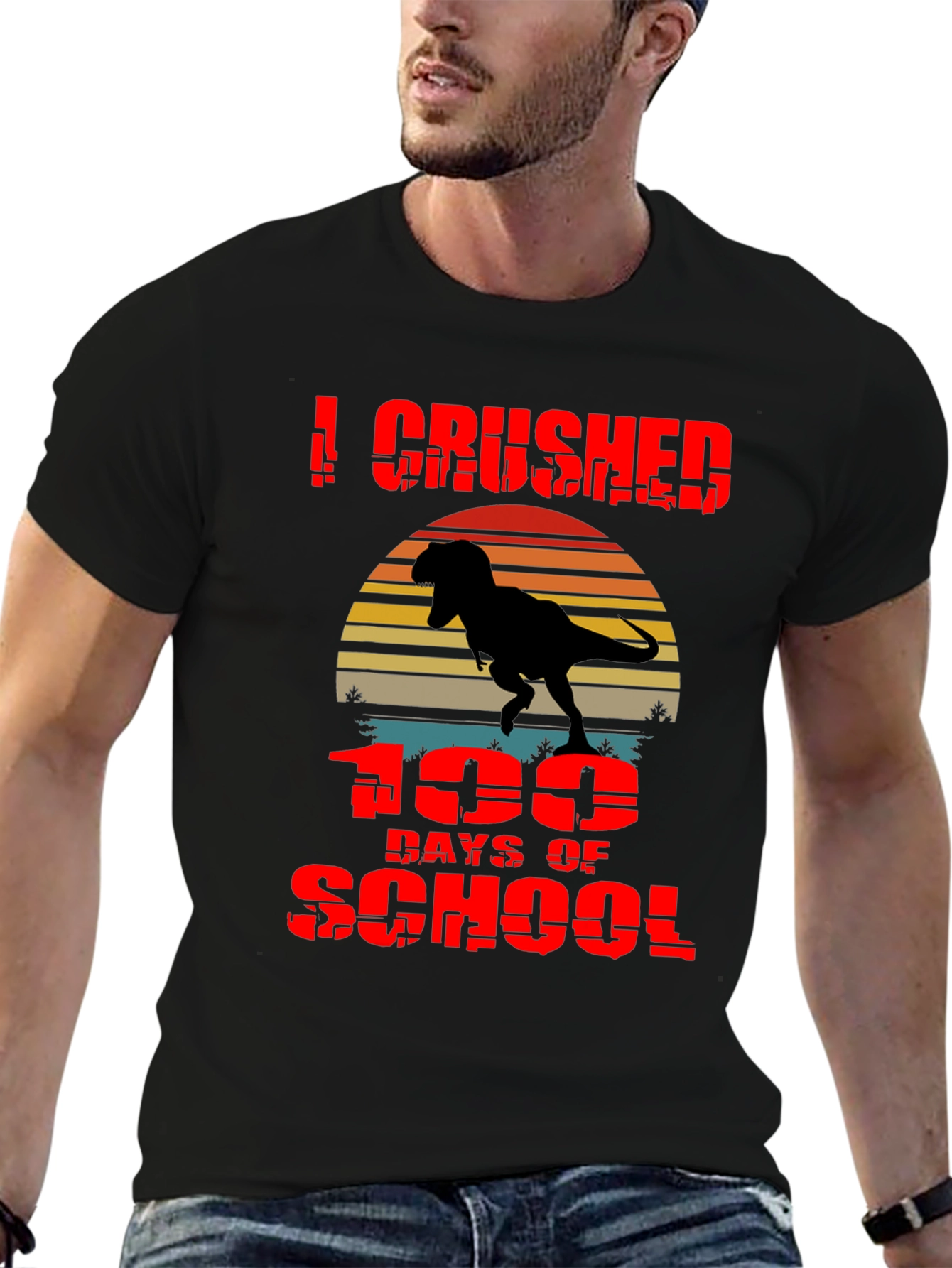 Crushed 100 Days of School T-Rex T-Shirt